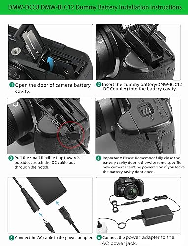Miniatura 3 de DMW-DCC8 Gonine DC Acoplador DMW-AC8 Kit de cargador de cámara de CA (DMW-BLC12 Reemplazo de batería) para cámaras PANASONIC DMC-FZ200, DMC-FZ1000,