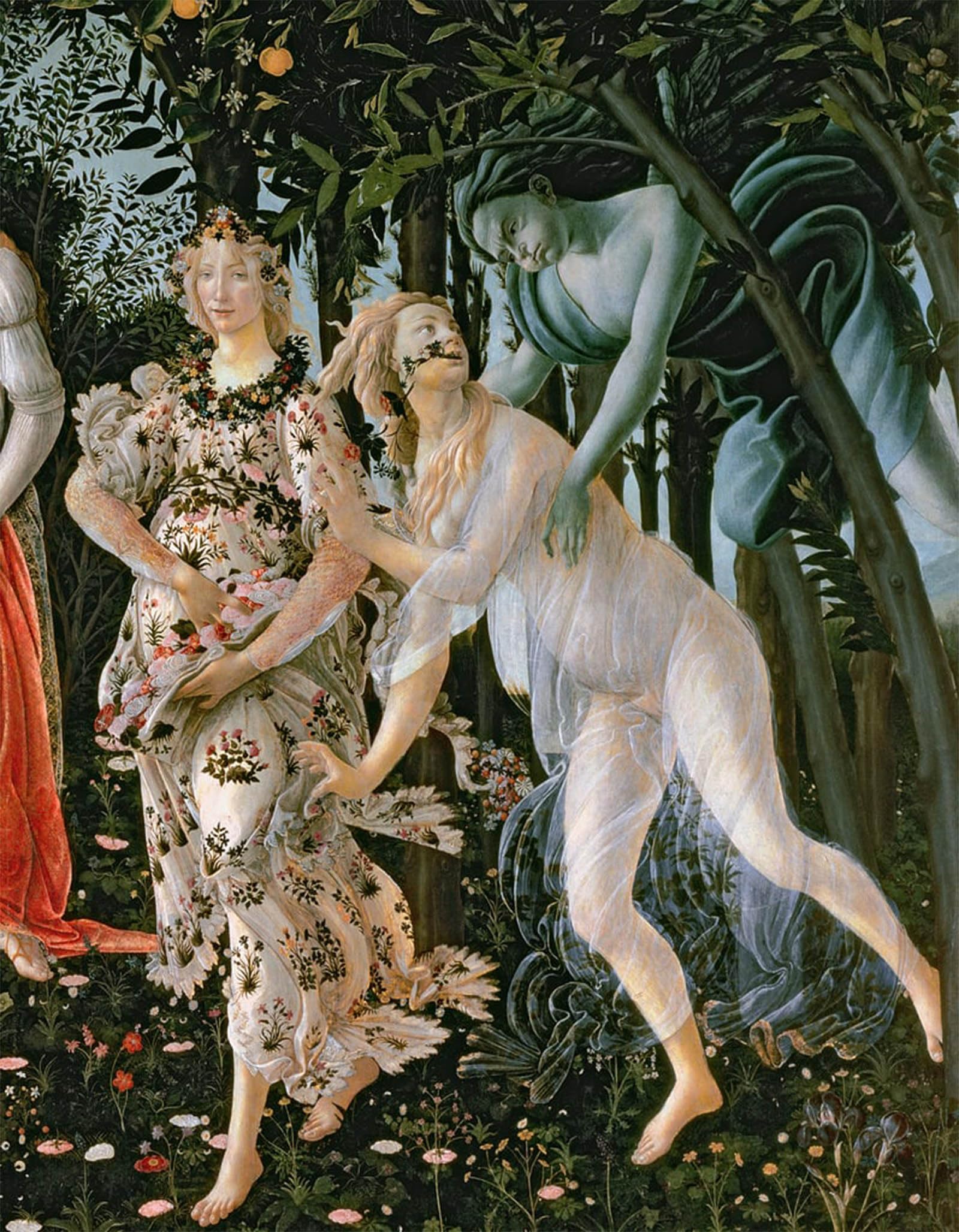 SERENDIPITP Abstract Painting Mural Print Picture Wall Decor Painting Detail and flora as the hour of spring by Sandro Botticelli Vintage Wall Artwork for Home Decor 60x90cm