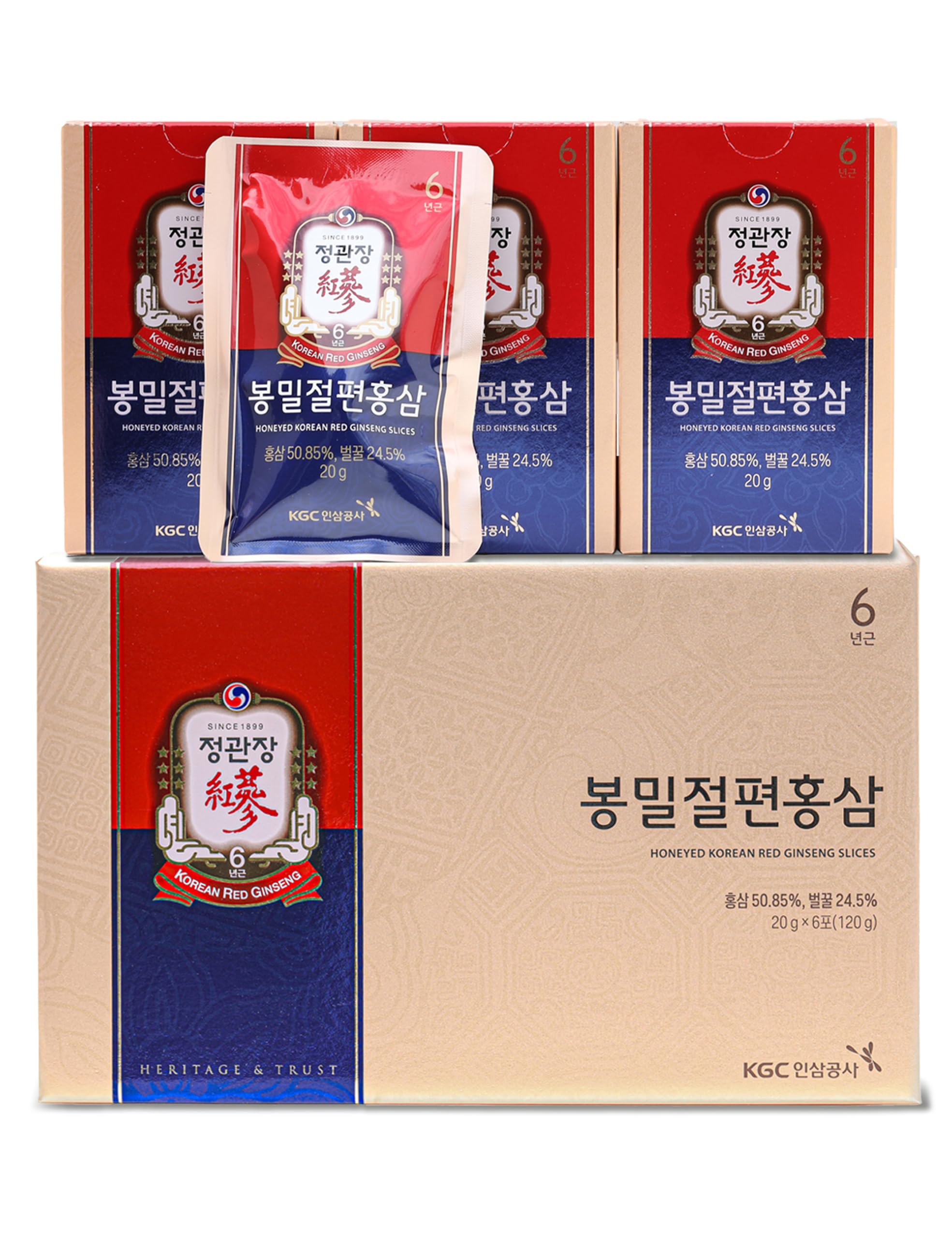 Honeyed Korean Red Ginseng Slices, Boost Natural Energy, Performance and Immunity - 6 Pack