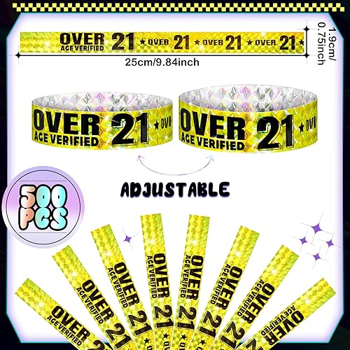 Vista 20 de Ferraycle 500 pulseras para más de 21 pulseras holográficas para eventos, pulseras de plástico para fiestas, pulseras impermeables para eventos