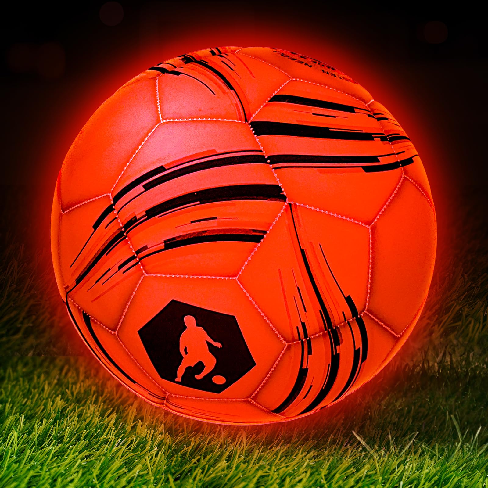 TERRAMUS Light Up Soccer Ball, Glow in The Dark Soccer for Kids Glowing Ball with 2 Color LED Lights