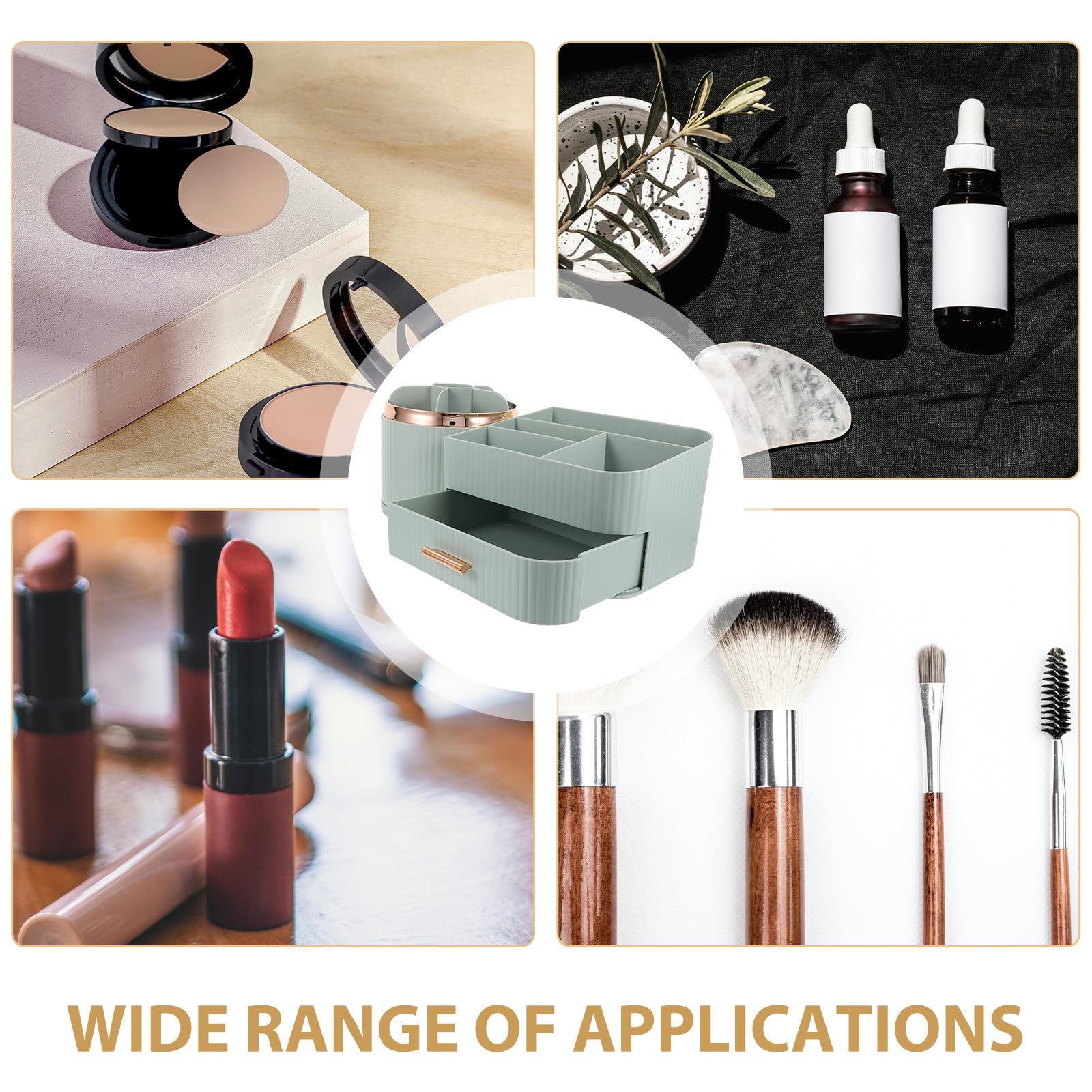 SHINEOFI Großer Make Up Pinsel Behälter aus Kunststoff mit Drehbarem Design und Praktischem Fach für Make Up Organizer und Kosmetikaufbewahrung Am Schminktisch