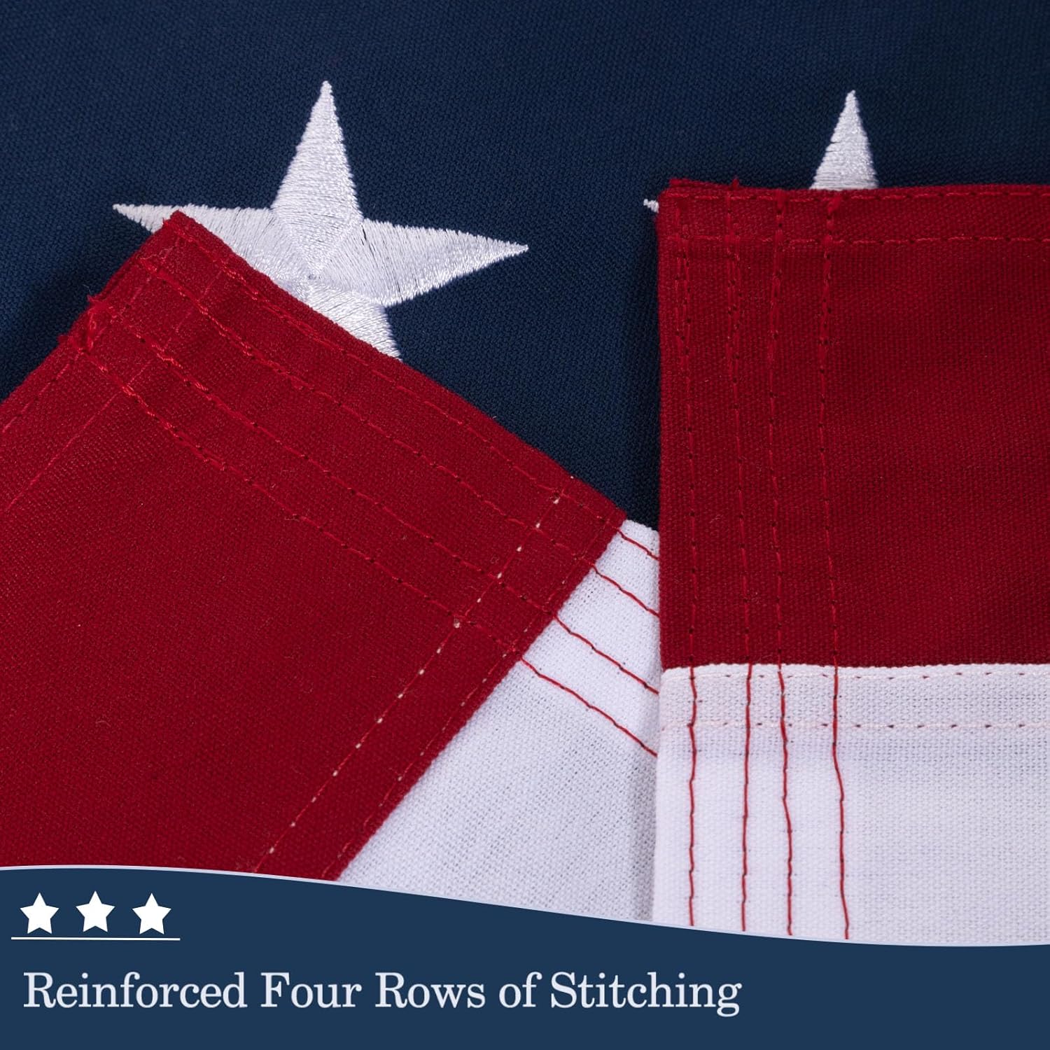 JRED 100% Cotton American Flags for Outside 3x5 FT US Flag Heavy Duty Outdoor Fade Resistant Embroidered Stars Sewn Stripes, Brass Grommets - Image 4