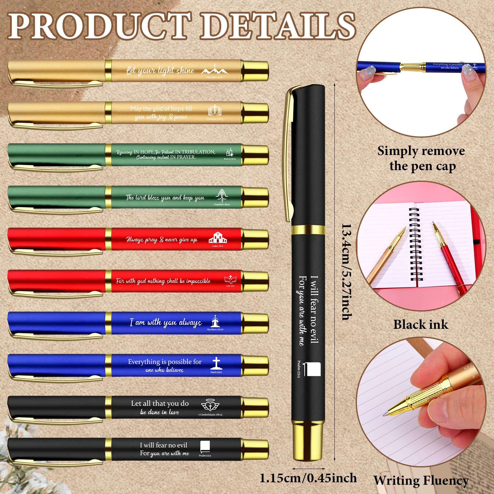 20 Pcs/10 Set Christian Gifts Bulk Spiral Religious Notebook with Sticky Notes Bible Verse Pens Christian Note Pads Inspirational Scripture Gifts for Women Men Church Coworker School Supplies - Image 3