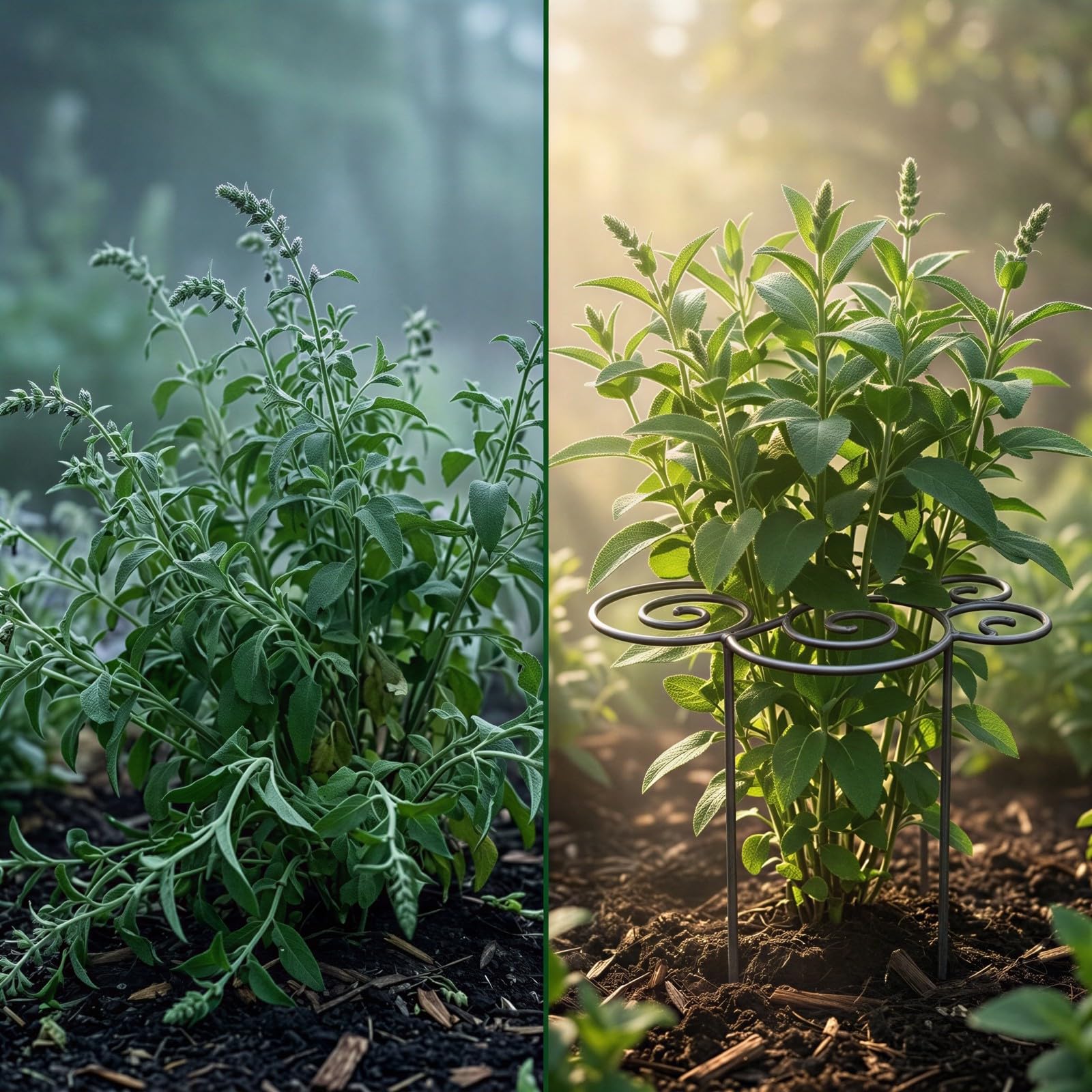 2 Stk. Metall-Pflanzenstützringe 40,5 cm, massiver Eisen-Blumenring mit dekorativen Durchwachsringen, gebogener Pflanzenstützstab für Pfingstrosen, Dahlien, Zimmer- und Gartenpflanzen, Mittel