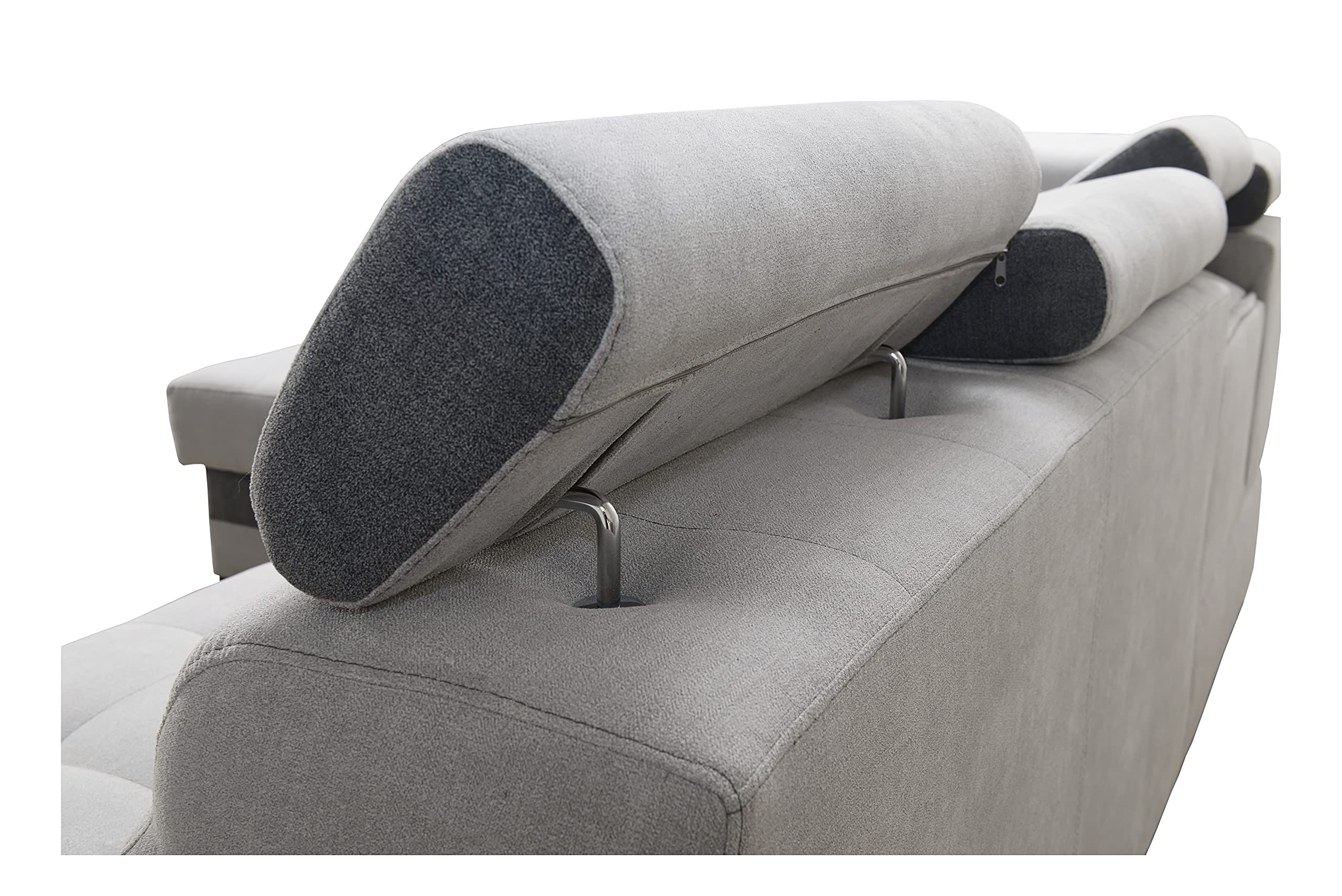 Robin Inspire Grand Divano angolare con funzione di letto cassetto per la biancheria due pouf poggiatesta regolabile angolo a sinistra grigio scuro 277 x 180 x 100