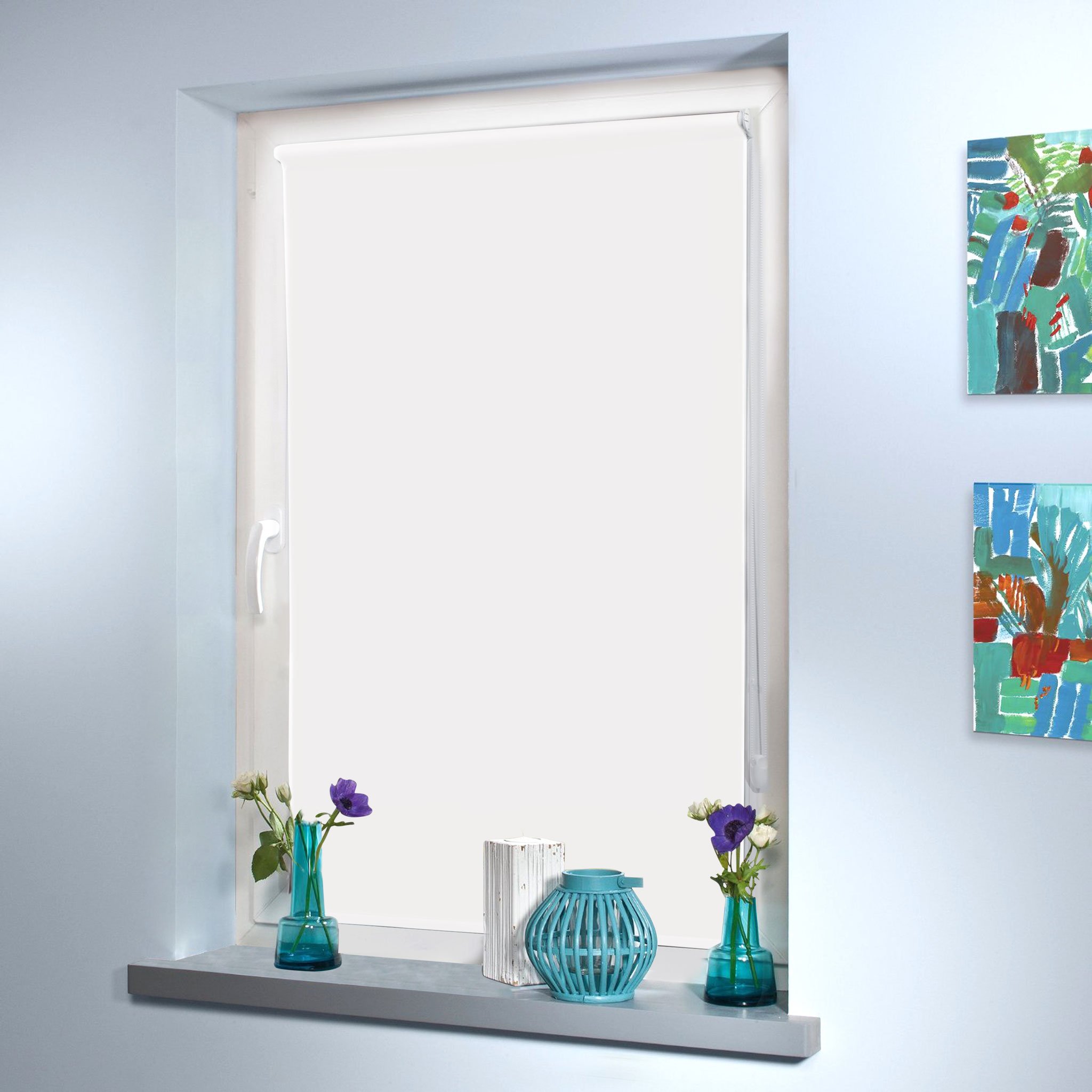 Sun World Verdunkelungsrollo nach Maß, Rollo nach Maß, Maßanfertigung Innenrollo, Balkontür, Rollos nach Maß, Blickdicht, für Fenster & Türen, Klemmfix ohne Bohren (220cm Höhe x 90cm Breite/Weiß)