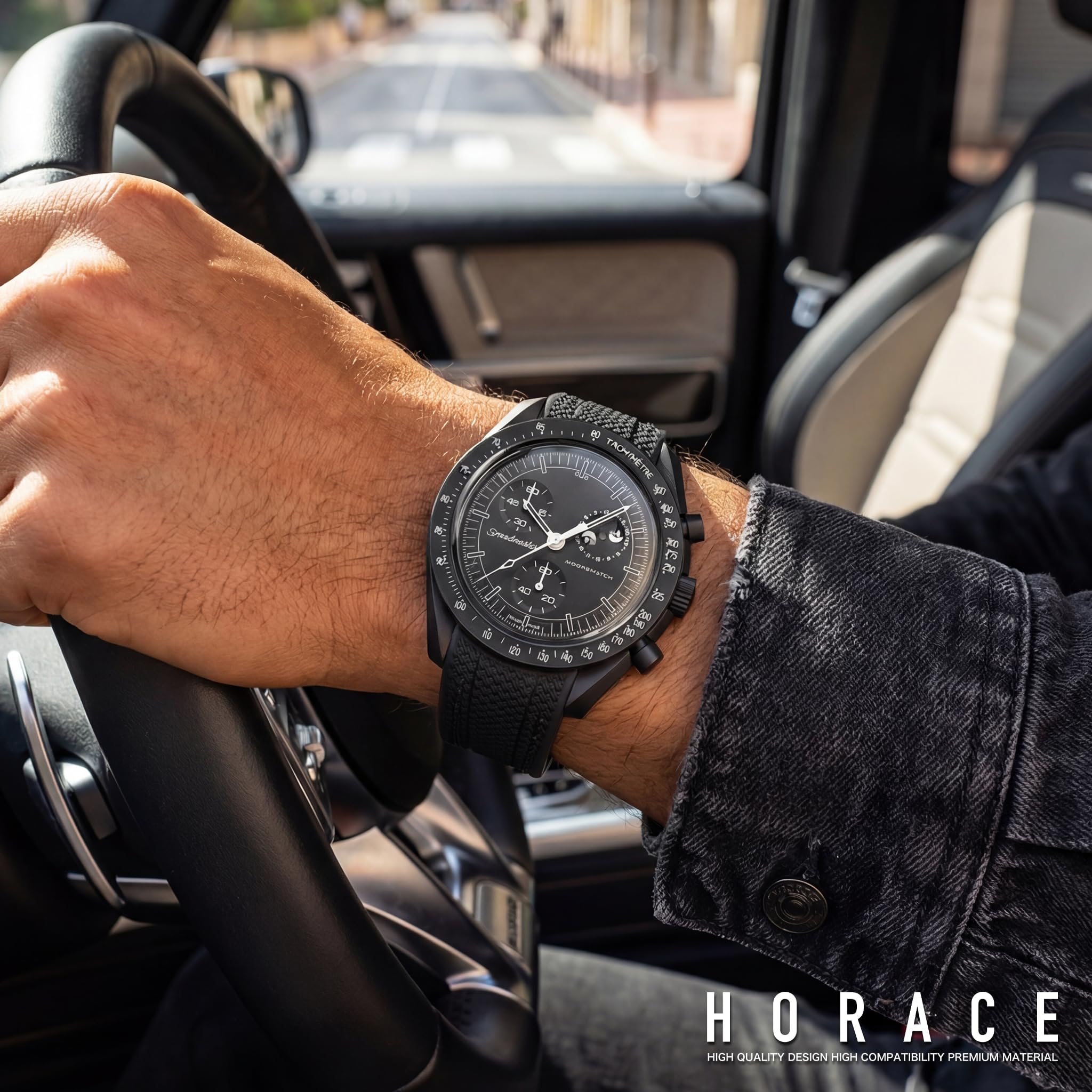 HORACE Bracelet de montre universel en silicone liquide 20mm - Compatible Omega x Swatch MoonSwatch - Kit de montage inclus