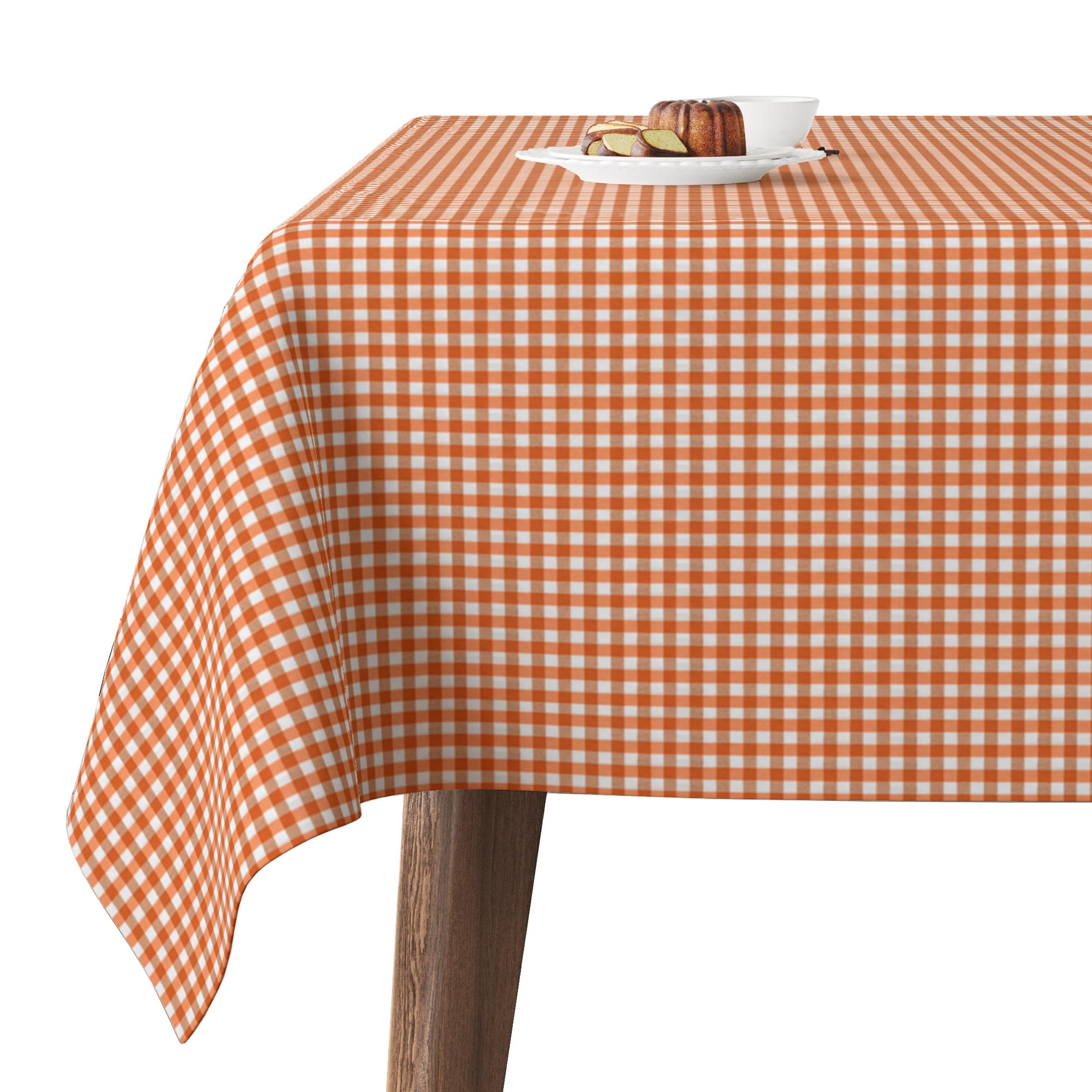 Martina Home Petit Vichy Orange 140 Round Tablecloth Teflon Confectioned