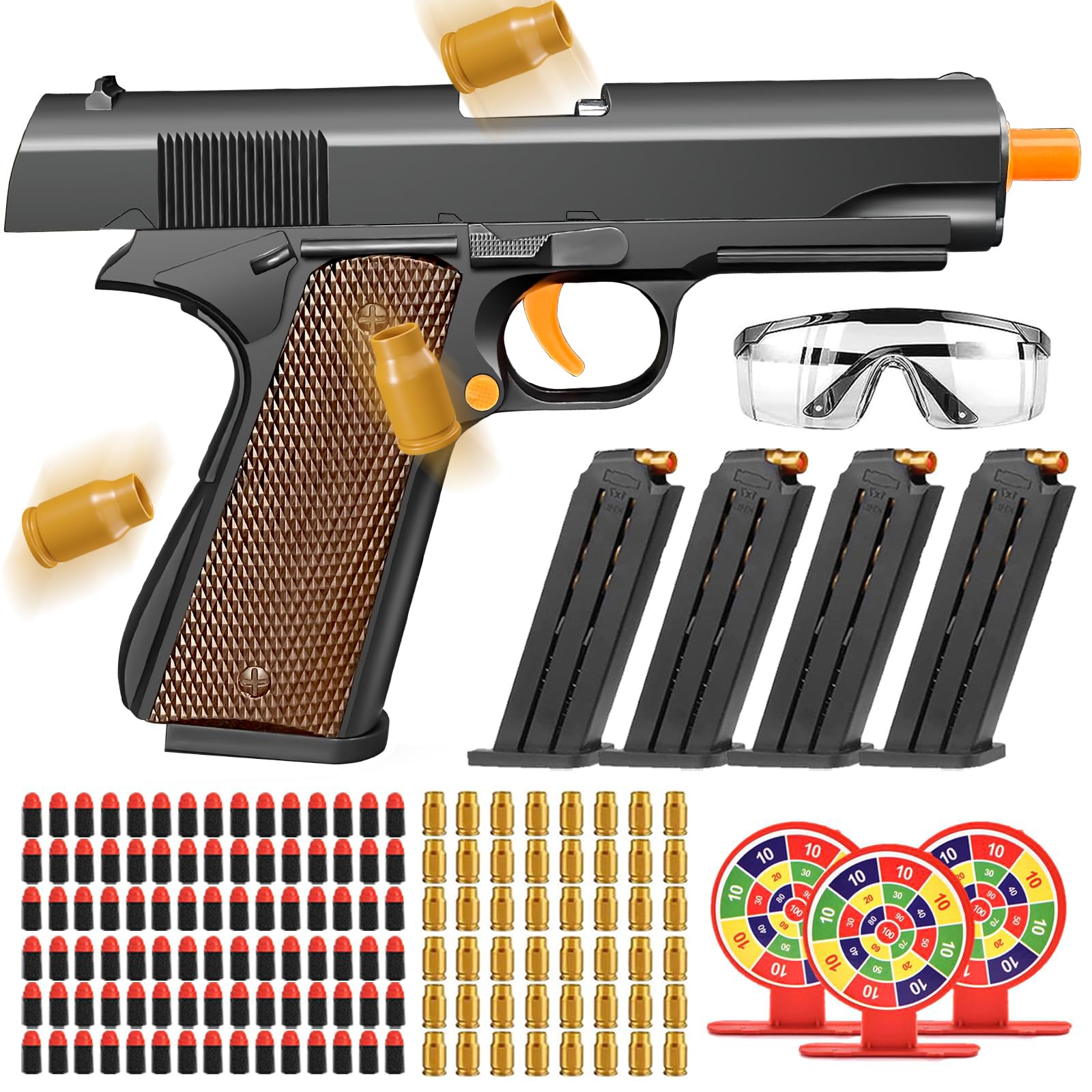 Toy Gun Soft Foam Bullets Education Model,Cool Toy Pistol Shooting Games Soft Bullet Toy Gun Shell Ejecting Toy Foam Blasters, Great Gift for Boys and Girls