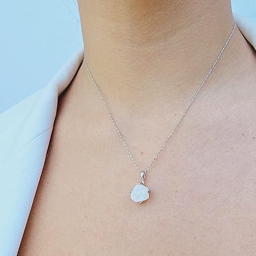 Miniatura 68 de Natural raw smoky quartz pendant chain necklace with white gold over 925 solid sterling silver, birthstone dainty solitaire gift for her, uniquelan