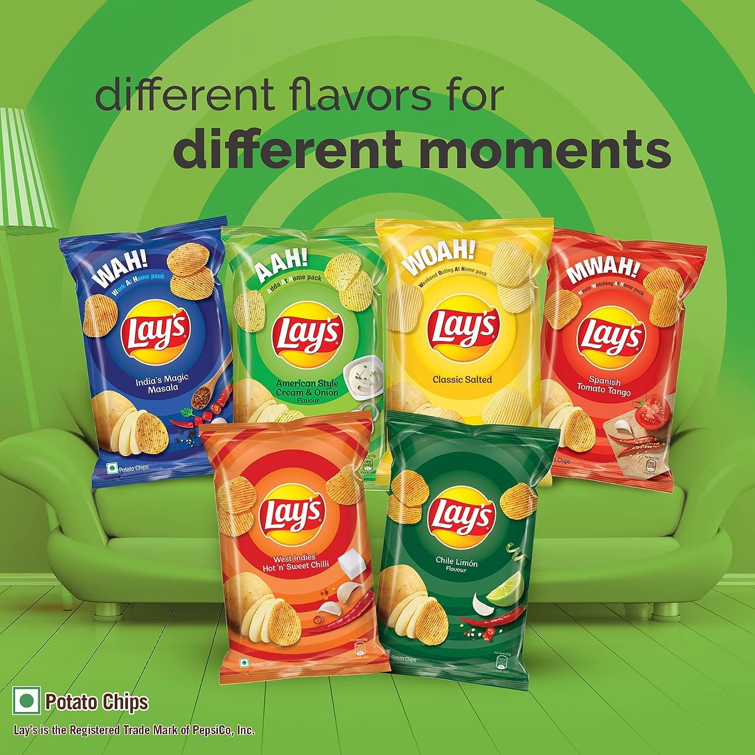 Lay's Potato Chips 48 Gram, American Style Cream & Onion Flavour, Crunchy Chips & Snacks (Weight May Vary) - Image 6 thumbnail