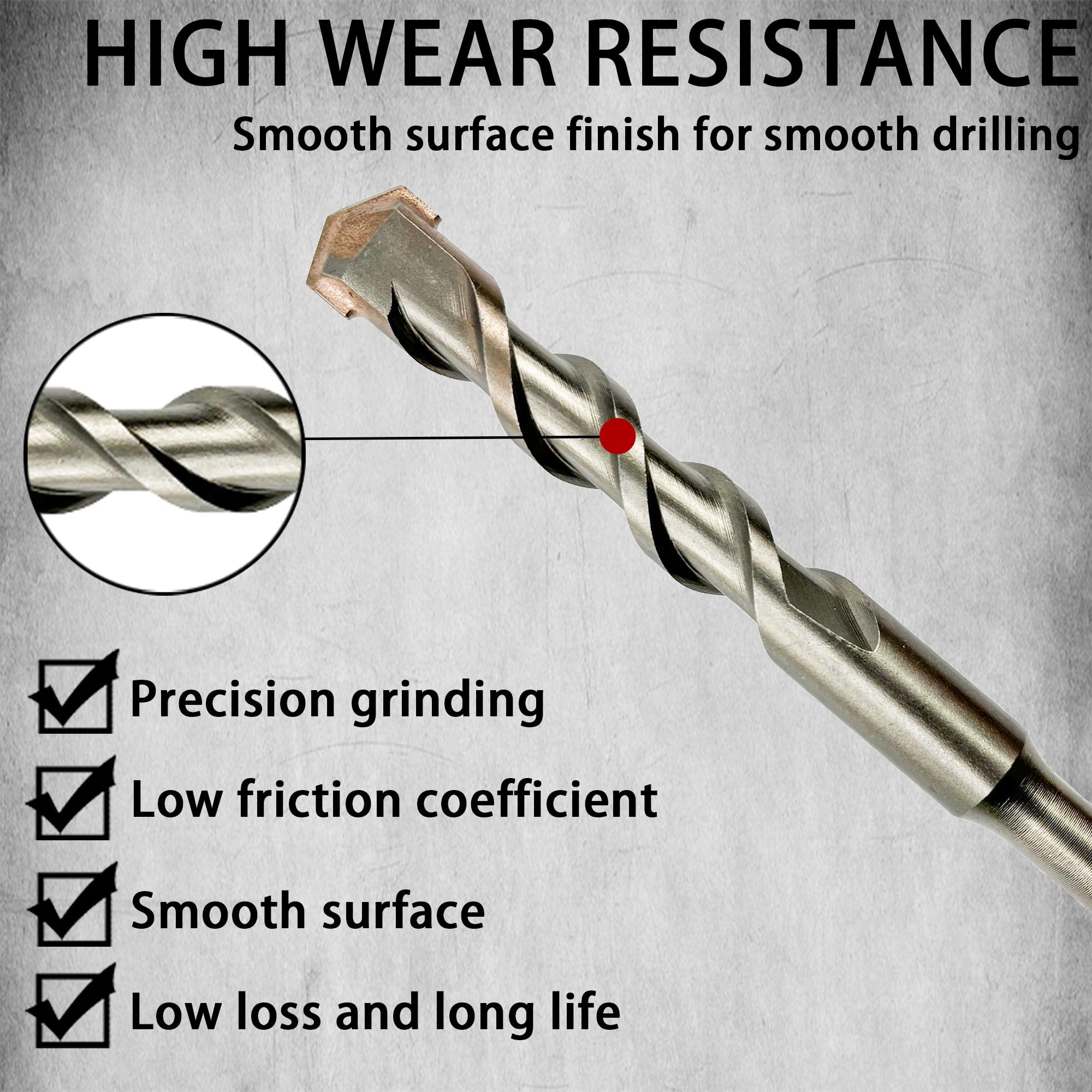 Direko 10-Piece 1/2 inch x 8 Inch SDS Plus Rotary Hammer Drill Bits Carbide Tipped Concert Drill Bits for Concrete, Brick, Cement Walls, Stone, Hammer Drill Bits for Concrete