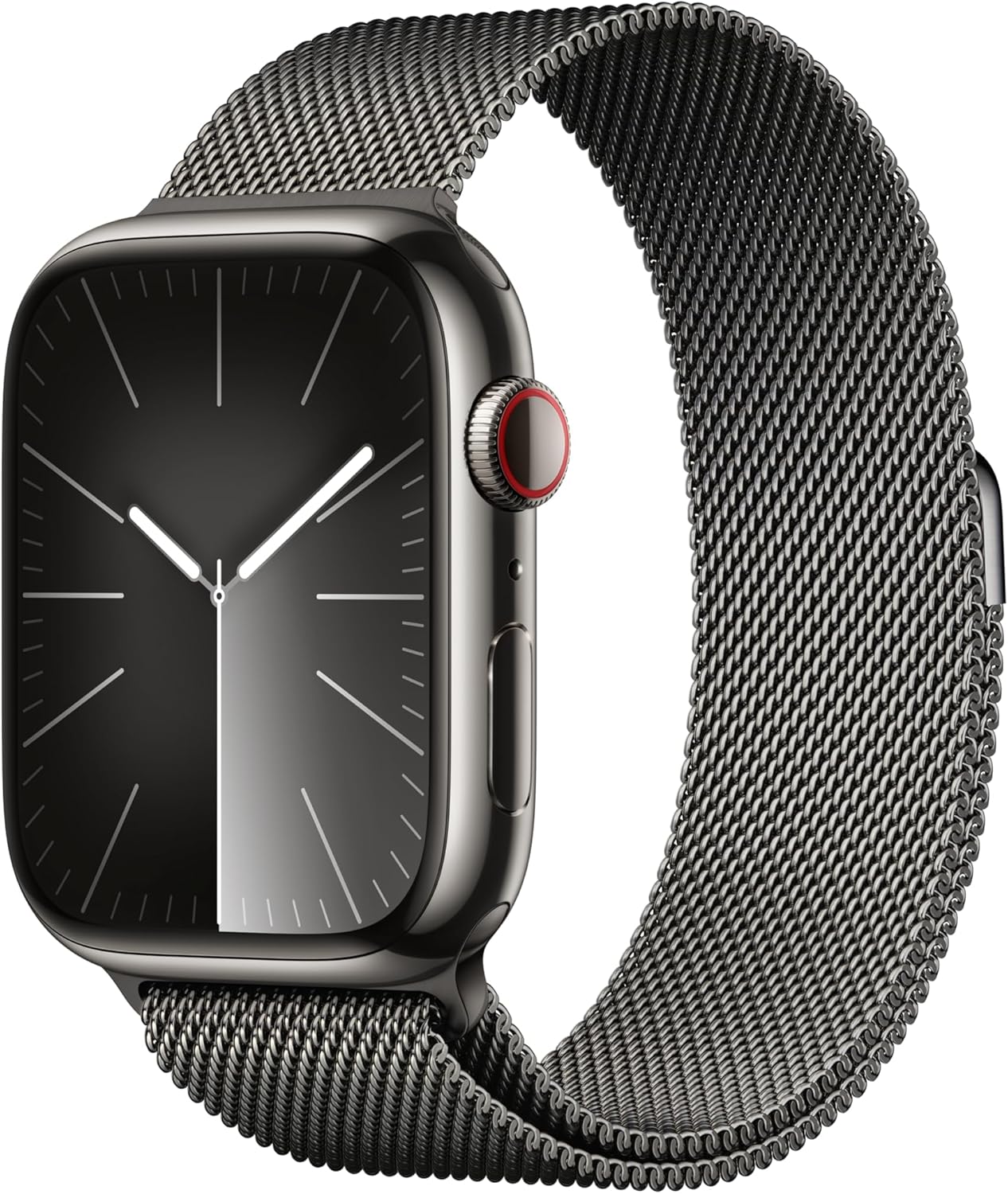 Apple Watch Series 9 [GPS + Cellular, 45mm] - Graphite Stainless Steel Case with Milanese Loop, One Size Band (Renewed)