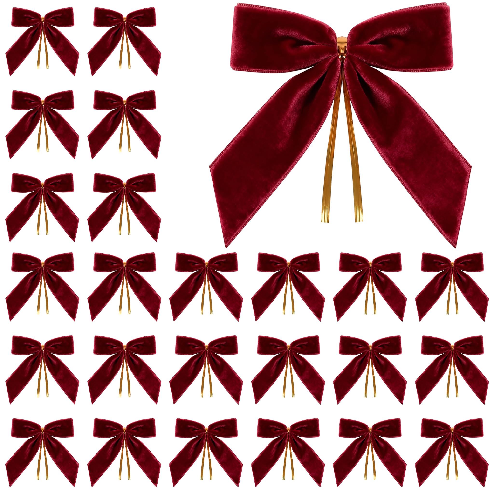 Lazos de Navidad de terciopelo Miaikoe con acabado prémium de 2.5 cm para bodas y alta decoración