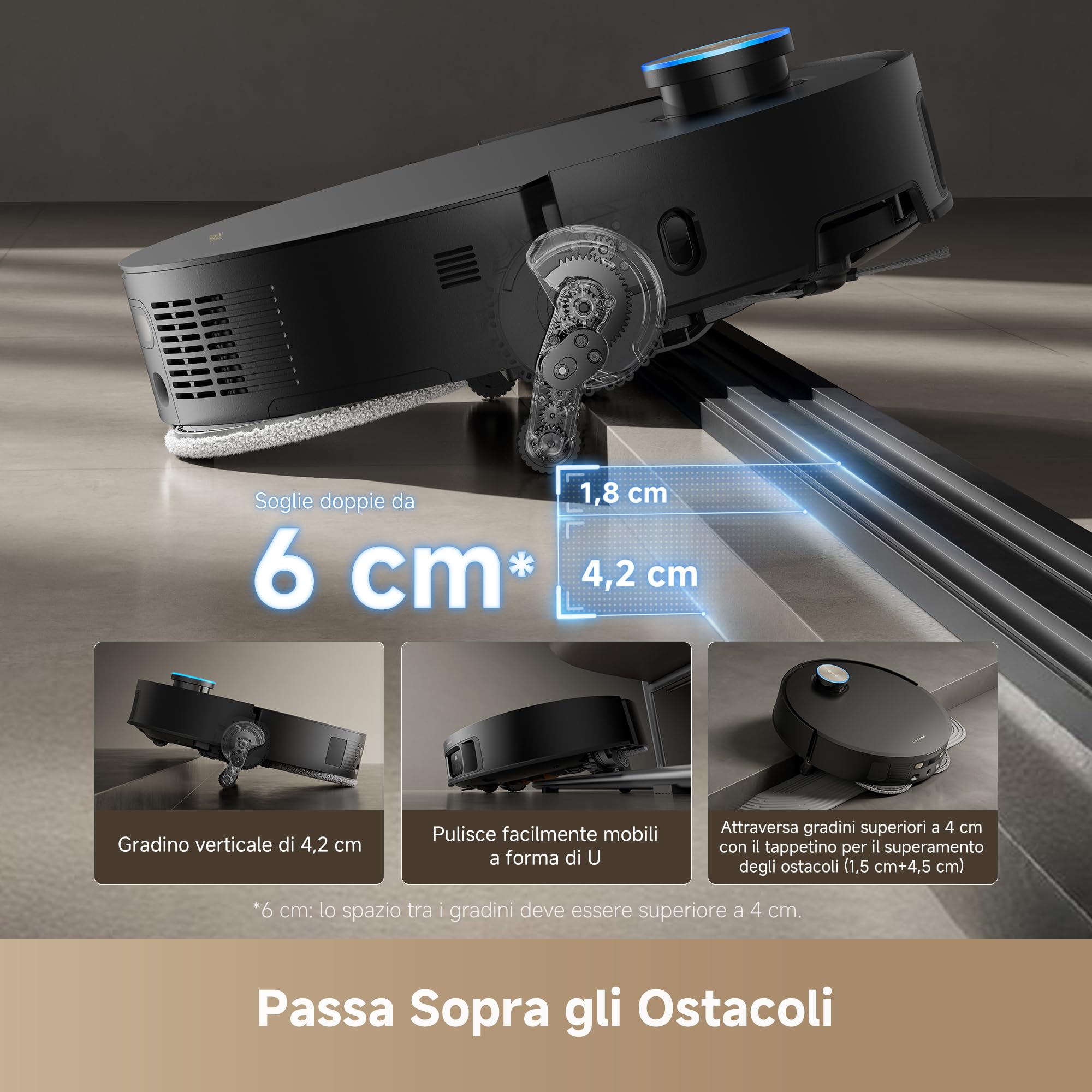 DREAME X50 Ultra Complete Robot Aspirapolvere, Sistema di Aggiramento Ostacoli AI e Navigazione a 360°, Aspirazione Fino a 20.000 Pa, Pulizia Profonda da Bordo a Bordo, Spazzola Districante