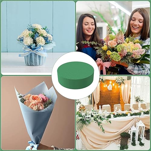 Miniatura 4 de 6 bloques de espuma floral de 6.5 pulgadas, grandes bloques de espuma floral seca redonda de espuma para flores artificiales, flores de pasillo de