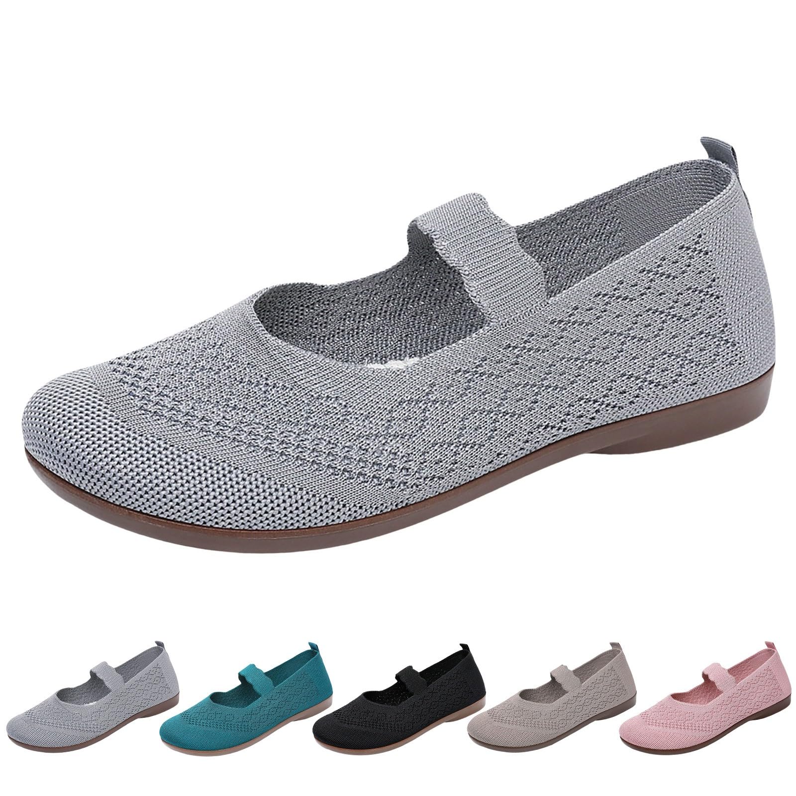 Zapatos de bailarina para mujer, deportivos, cómodos, suaves, ligeros, transpirables, de punto, elásticos, elegantes, anchos, de verano, punta redonda, para el trabajo diario