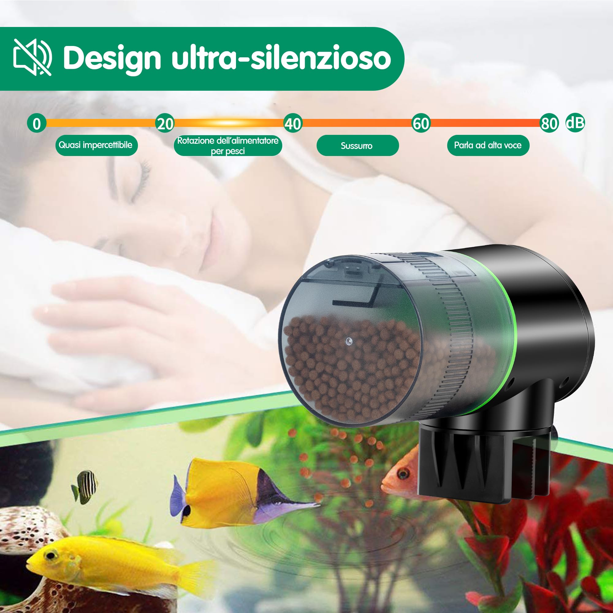 Ycozy Mangiatoia Automatica Acquario Distributore Automatico di Cibo Ricaricabile Mangiatoia per Pesci Programmabile Alimentatore di Pesce Adatto Per Acquario & Serbatoio | Navi-EV