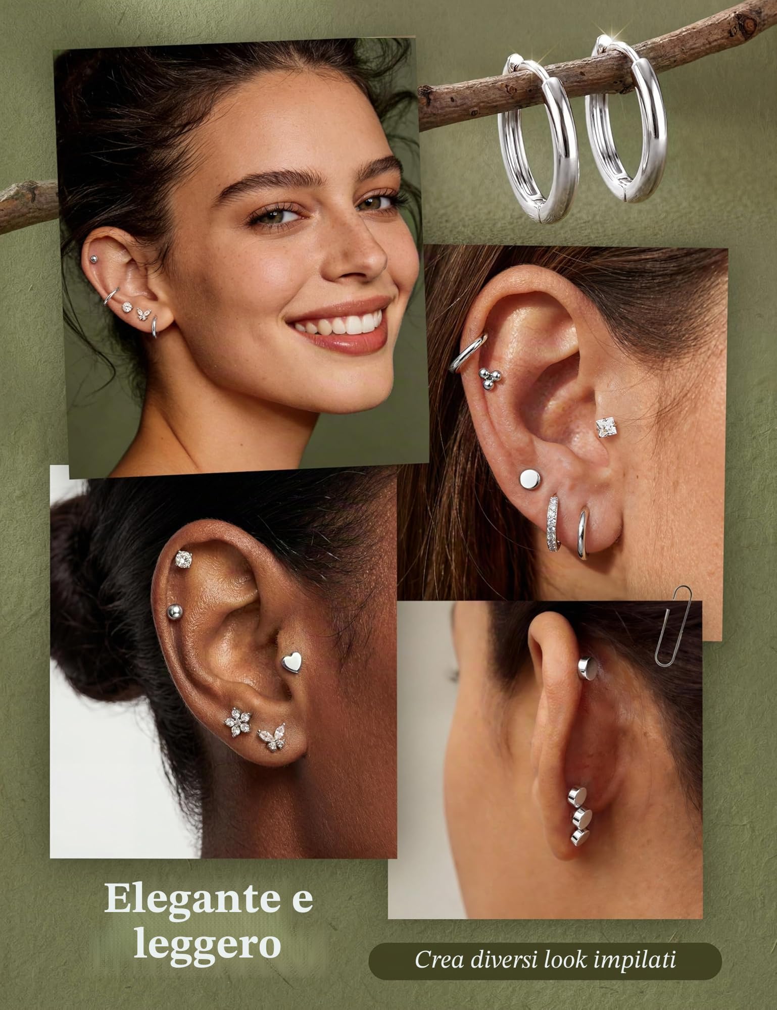 Diamday 12 Paia Orecchini Donna Acciaio Chirurgico Orecchini Set Oro Orecchini Cerchio Piercing Orecchio Ipoallergenica Helix Cartilagine Orecchino Donna Orecchini Cerchio Piccoli Multi Piercings
