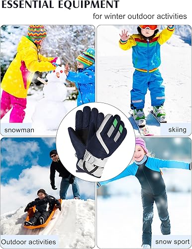 Miniatura 7 de 6 pares de guantes de esquí impermeables para niños, guantes de nieve cálidos para invierno, guantes térmicos para deportes al aire libre con