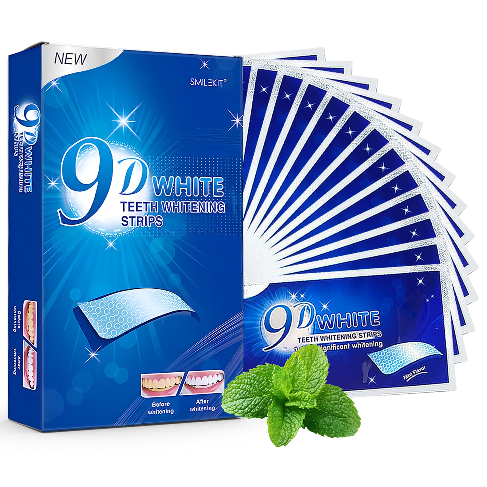 28 Pezzi Strisce Sbiancanti Denti, Kit Sbiancamento Denti Efficace, Riduzione Visibile Delle Macchie, Teeth Whitening Strips, Applicazione Semplice E Confortevole, Per Casa E Viaggio