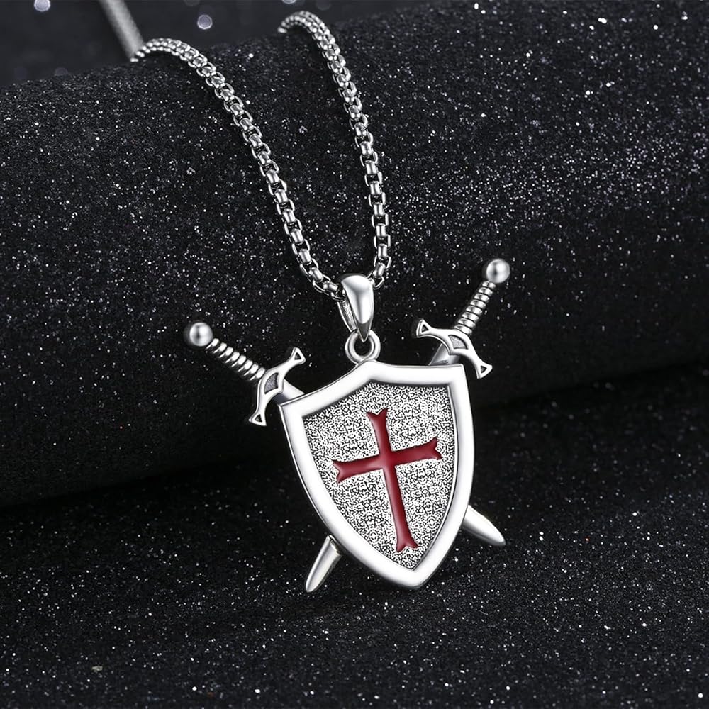 StoryMidir Sterling Silver Knights Templar Necklace, 925 Sword