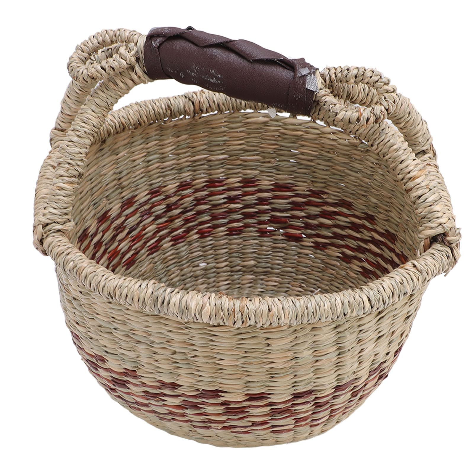 Jeffergarden Kosz Piknikowy, Ręcznie Tkany Kosz do Przechowywania Trawy Morskiej z Uchwytem, ​​25 X 27 X 16 Cm Lekka Konstrukcja do Przenoszenia, Rustykalny Organizer na Kemping, Wędkarstwo, Pikniki