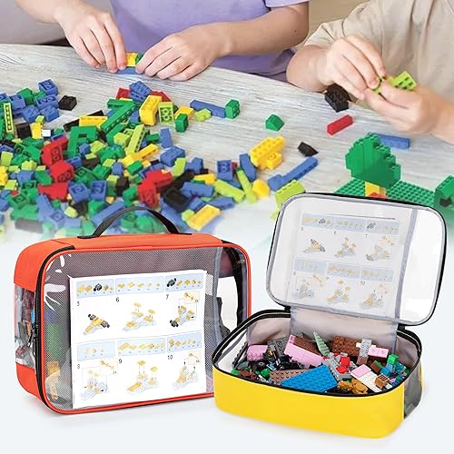 Miniatura 7 de Rexmica Bolsa organizadora de almacenamiento de juguetes de 4 piezas compatible con ladrillos Lego, estuche organizador de viaje para bloques de