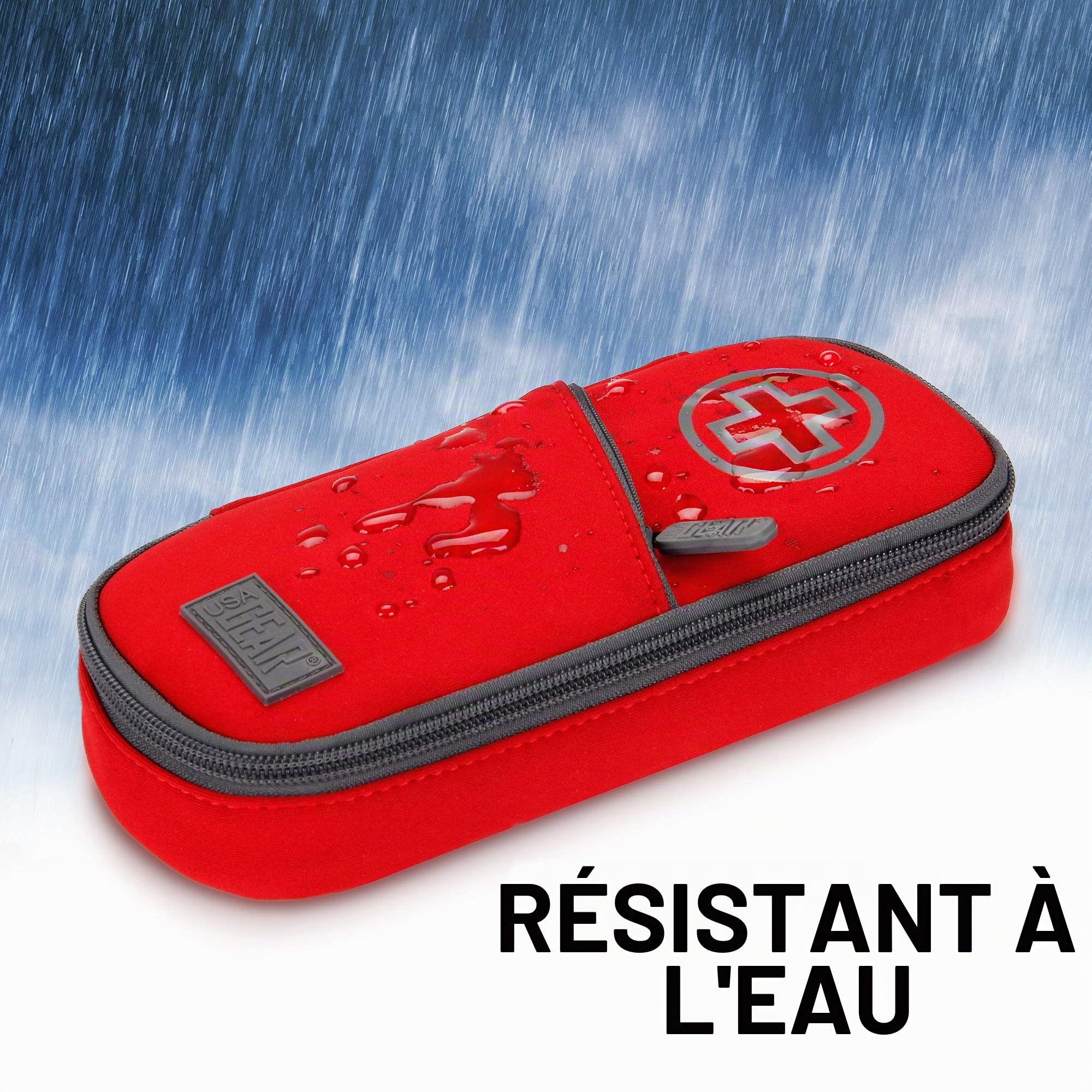 USA Gear Trousse Medicaments Isotherme Rouge Haute Visibilite pour EpiPen/Auvi-Q, Spray Nasal, Medicaments Allergies, Inhalateur Asthme, Seringues, Pack de Glace - Exterieur Deperlant