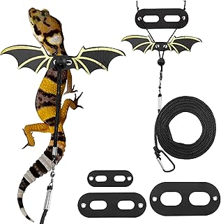 YAODHAOD Bearded Dragon Lizard Leash Harness,3 Size Adjustable Lizard Leash with Bat Wings for Iguana Gecko Chameleon Bearded Dragon Lizard Reptiles (Classic Wing-Golden)