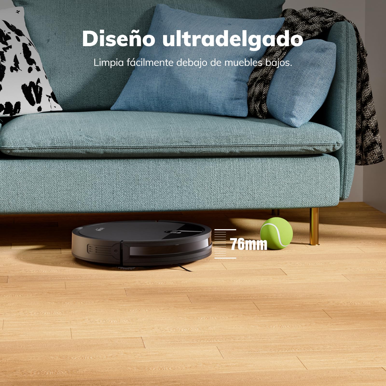 E3 Robot Aspirador Ultrafino sin Enredos para Pelo de Mascotas | Autonomía 120min, Programable, Autocarga, Sensor Anticaida, Cepillos Dobles, Suelos y Alfombras, con Mando a Distancia, Negro