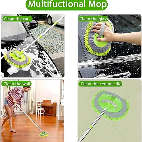 Miniatura 6 de Cepillo Trapeador de Lavado de Autos de 63" con Guante y Mango Largo, Más Adecuado para Lavar Autos, Camiones, SUV, RV, Remolques, Plumero de
