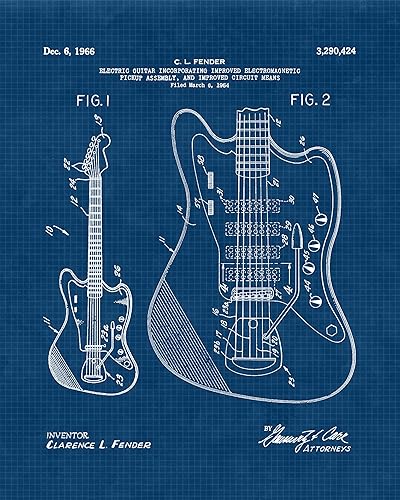 Miniatura 3 de Classic Electric Guitars Patent Prints, 4 (8x10) Unframed Photos, Wall Art Decor Gift for Home Office Gears Garage Man Cave Studio School College