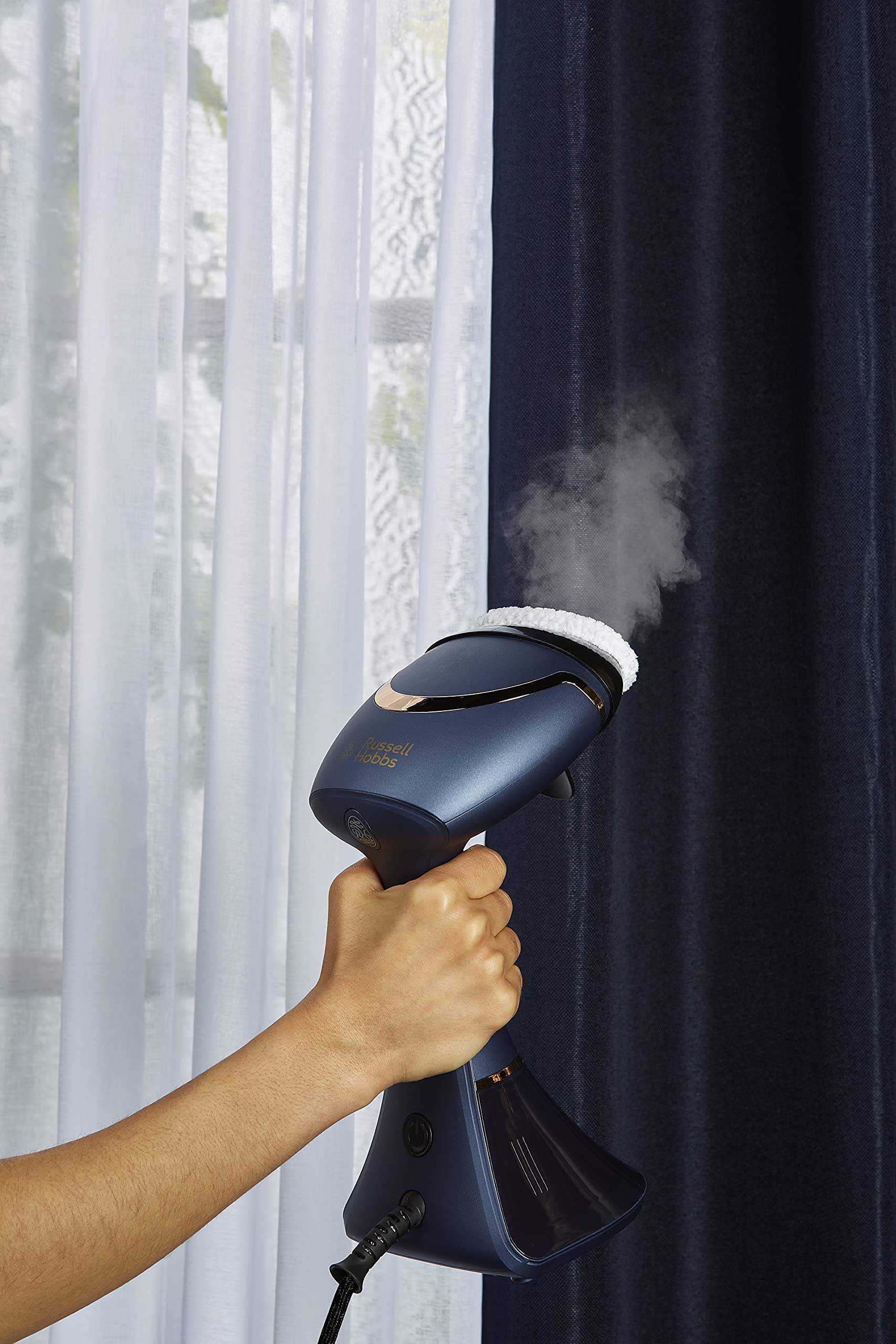 Russell Hobbs Dampfglätter (3 Aufsätze: Kleidung, Vorhänge, Polstermöbel und Dufteinsatz) Bügeleisen Multi Steam Genie Pro Aroma (1800W, 32g/min Dampf, schnellaufheizend) Reisebügeleisen 28041-56