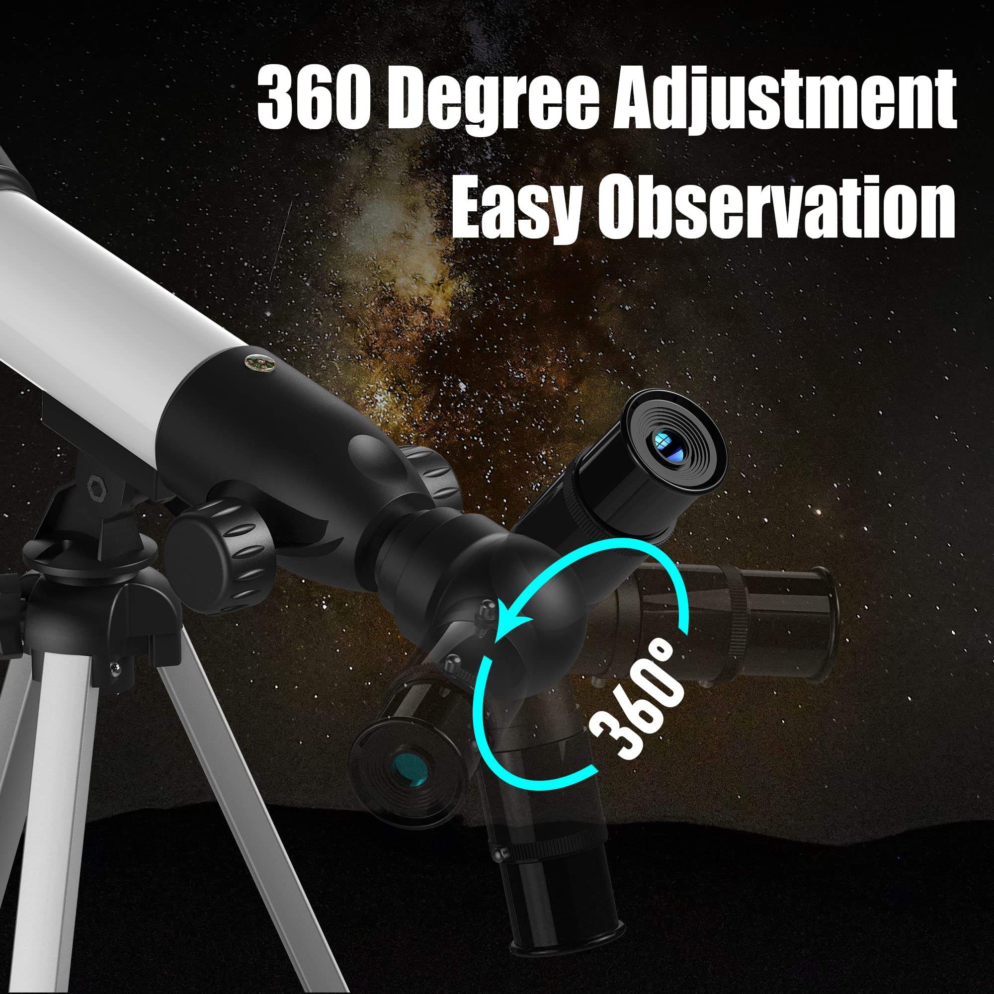 Télescope Astronomique, 36050 mm HD Portable Réflecteur Télescope, Lunette Astronomiques pour Enfants Et débutants, Trépied Portable en Aluminium, Enfants Cadeau