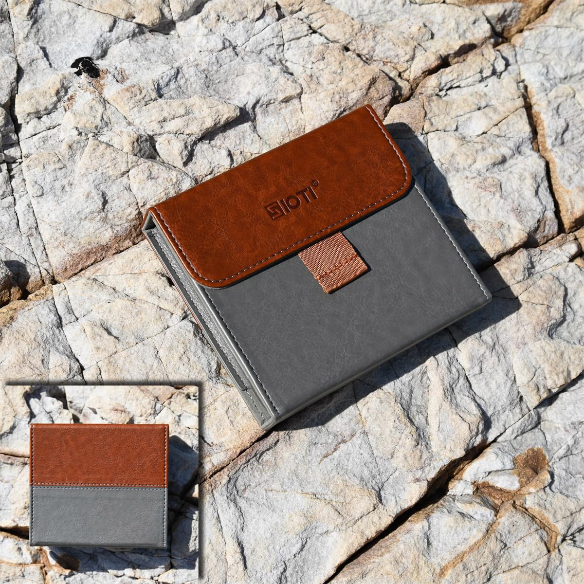 SIOTI Funda cuadrada para filtro de lente de cámara, bolsa de filtro de lente cuadrada, diseño extraíble, material de cuero, hasta 3 piezas, compatible con filtros de lente cuadrados de 100 mm x 100
