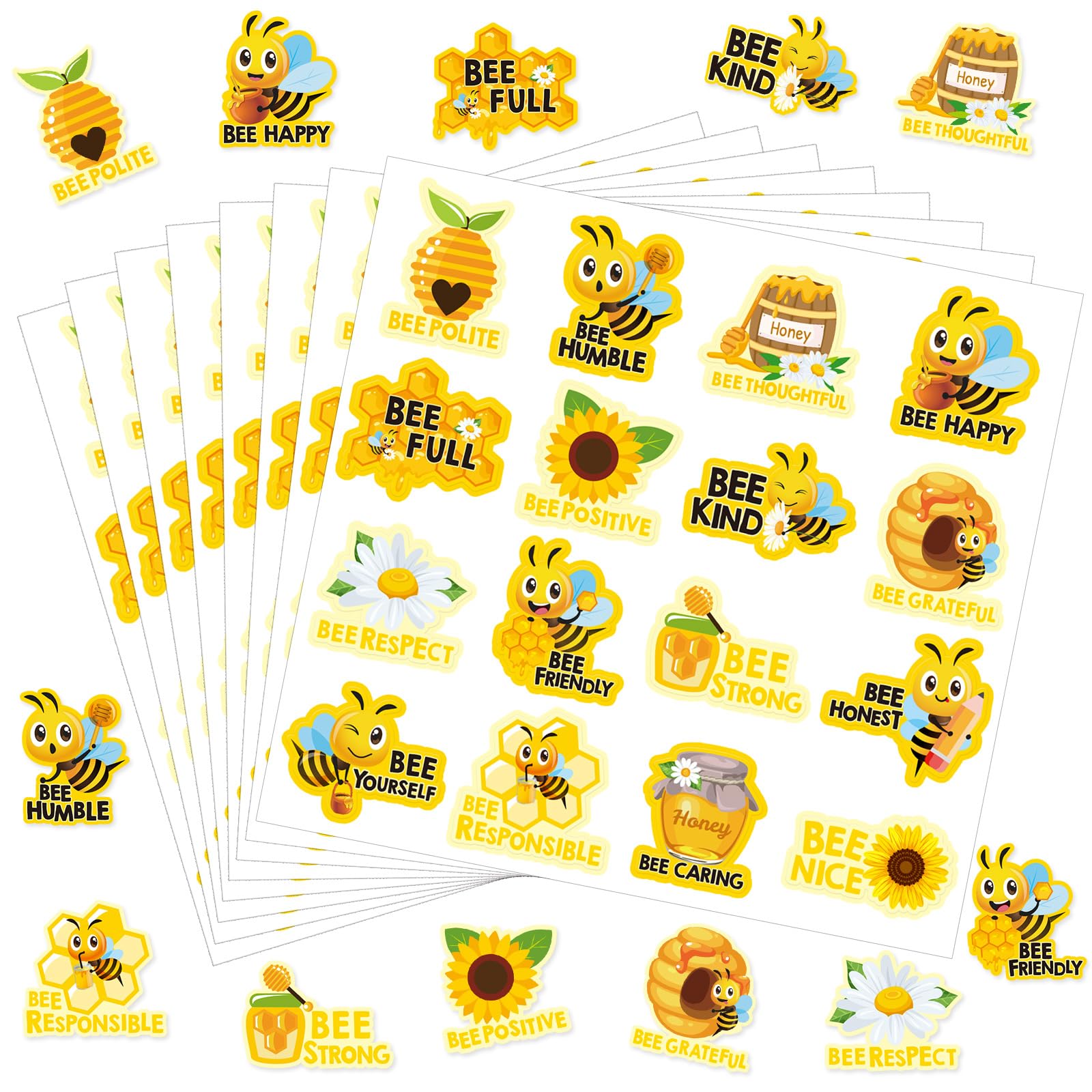 Whaline 400Pcs Bee Incentive Stickers Honeybee Theme Positive Saying Adhesive Stickers Cute Bee Student Reward Label Decals for Back to School Party Classroom School Supplies