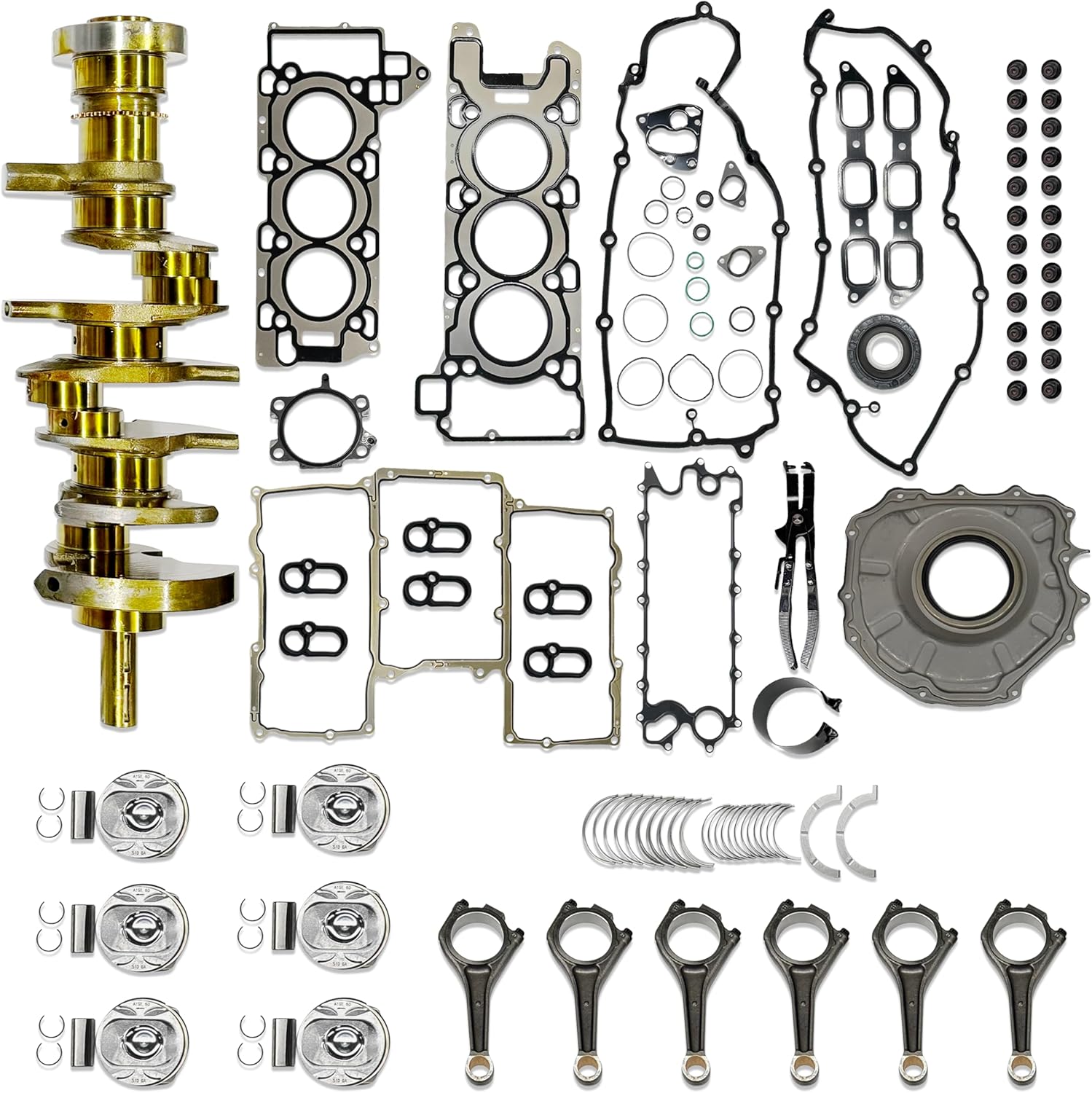 Engine Crankshaft Bearings Piston Head Gasket Kit For 2013-2020 Jaguar Land Rover AJ126 V6 3.0L
