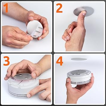 ECENCE 10pcs Magnetic Smoke Detector Mount Magnetic Adhesive Pads for Smoke Alarms 50mm - Fast & Safe Mounting - No Drilling Or Screws - Fire Protection - Installation Tool
