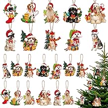 40 Pieces Dog Christmas Tree Ornament Xmas Decorations Funny Dog Lovers Gift Hanging Decoration Assorted Holiday Ornament for Holiday Party