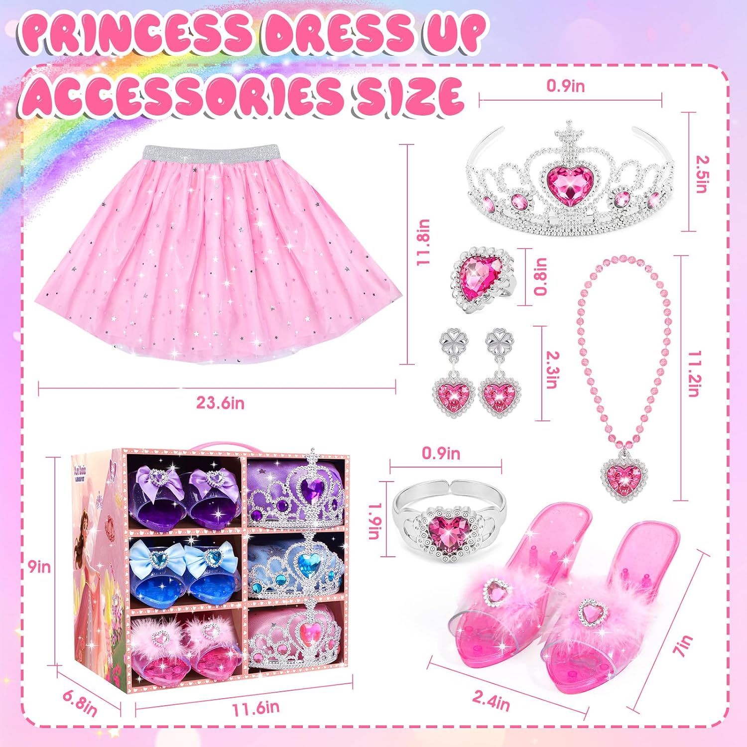 Princess Dress up & Jewelry Boutique, Dress Up Clothes with Princess Shoes, Princess Toys for Toddler Girl, Pretend Role Play Gifts for Girls Aged 3-6 Years Old