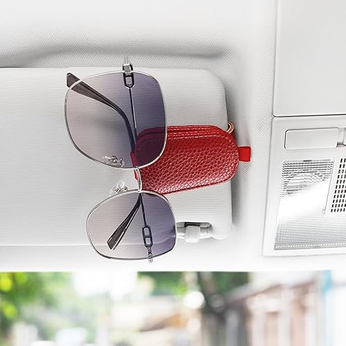 Miniatura 10 de SINGARO Soporte para lentes de sol para automóvil, hebilla magnética de cuero, clip para lentes de sol, clip para lentes de sol, almacenamiento de