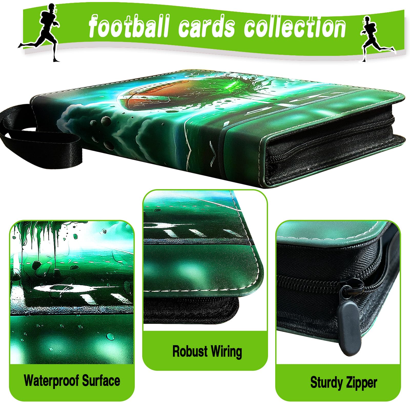 Amazon.com: Football Card Binder 900 Pockets, Trading Card Binder 9 Pocket  with 50 Removable Sleeves Fits 900 Sport Cards, 3 Ring Card Holder with  Zipper, Collector Storage Album : Toys & Games