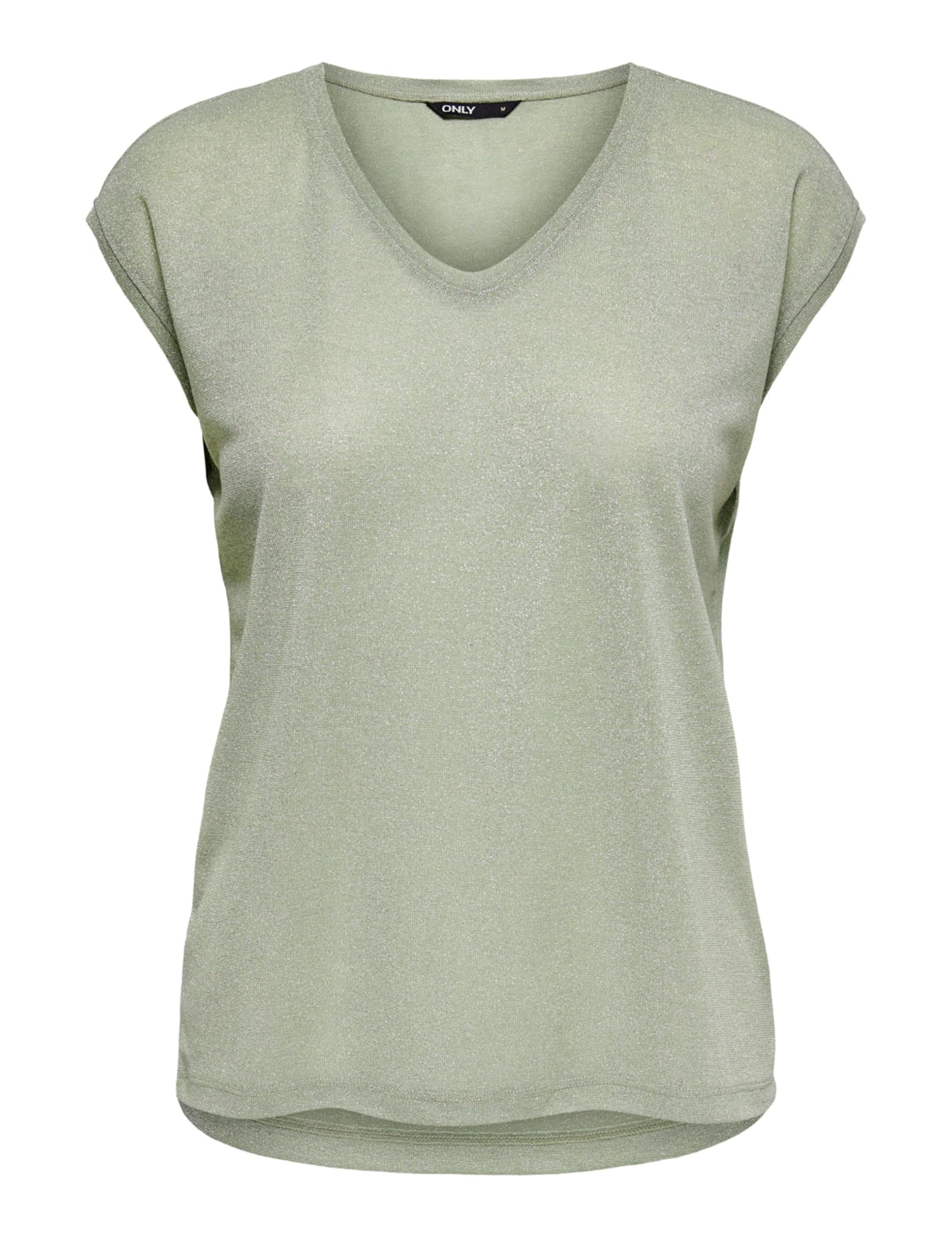 ONLY Onlsilvery S/S V Neck Lurex Top JRS Noos Women's T-Shirt - Grey - XL