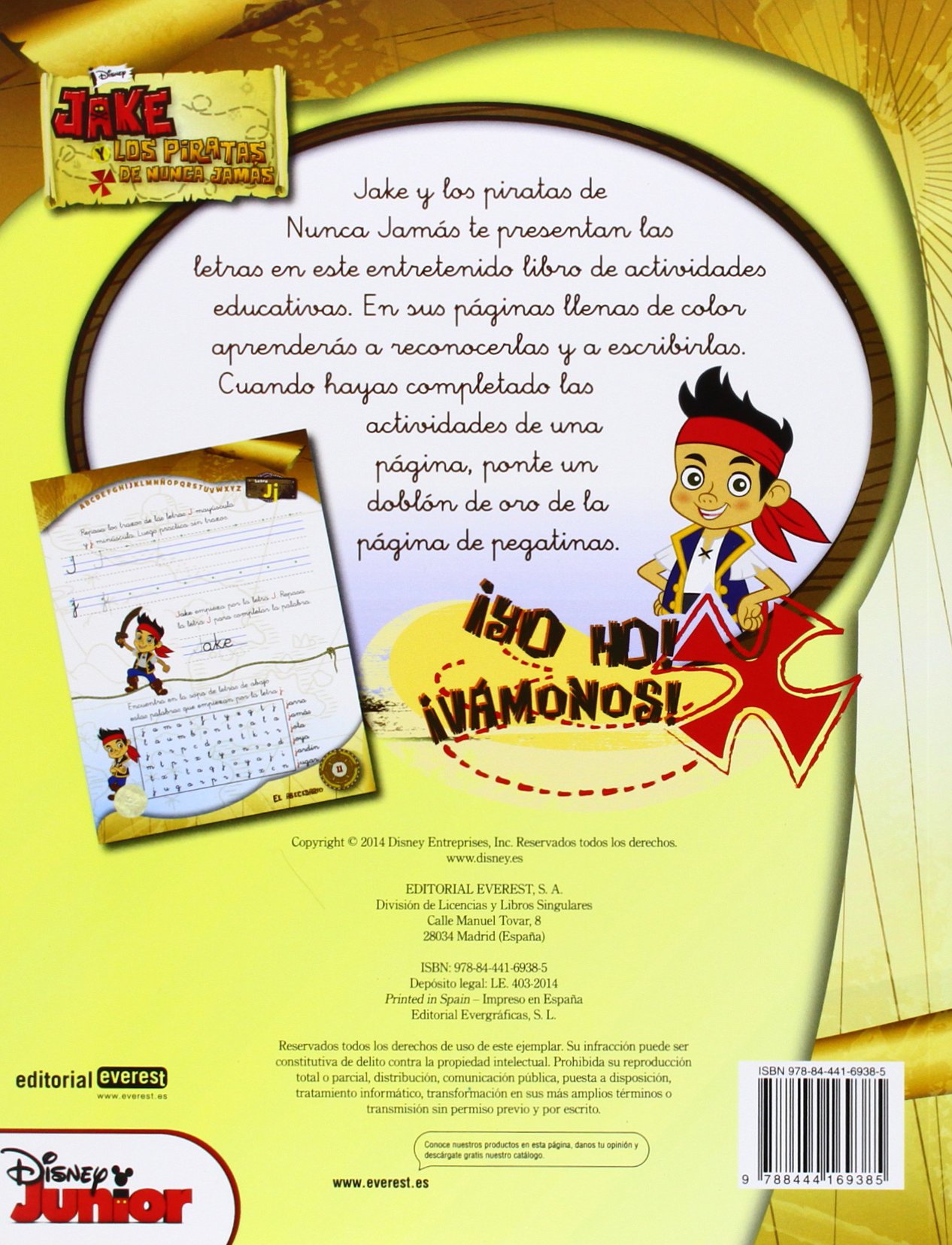 Aprende Las Letras Con Jake Y Los Piratas De Nunca Jamás: Repasa las letras de la A a la Z. Traza sus contornos. Diviértete con las actividades. (Libros de colorear y actividades Disney)