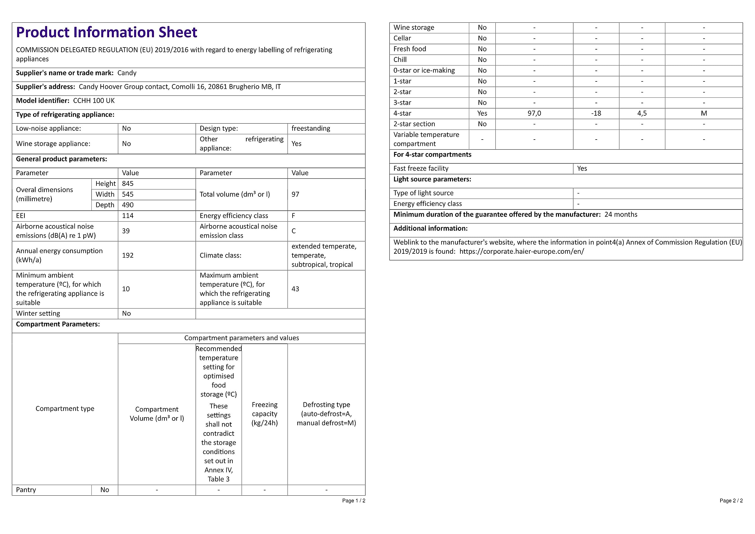 SIA White 36cm Compact Chest Freezer For Caravans, Mobile Home, Camper