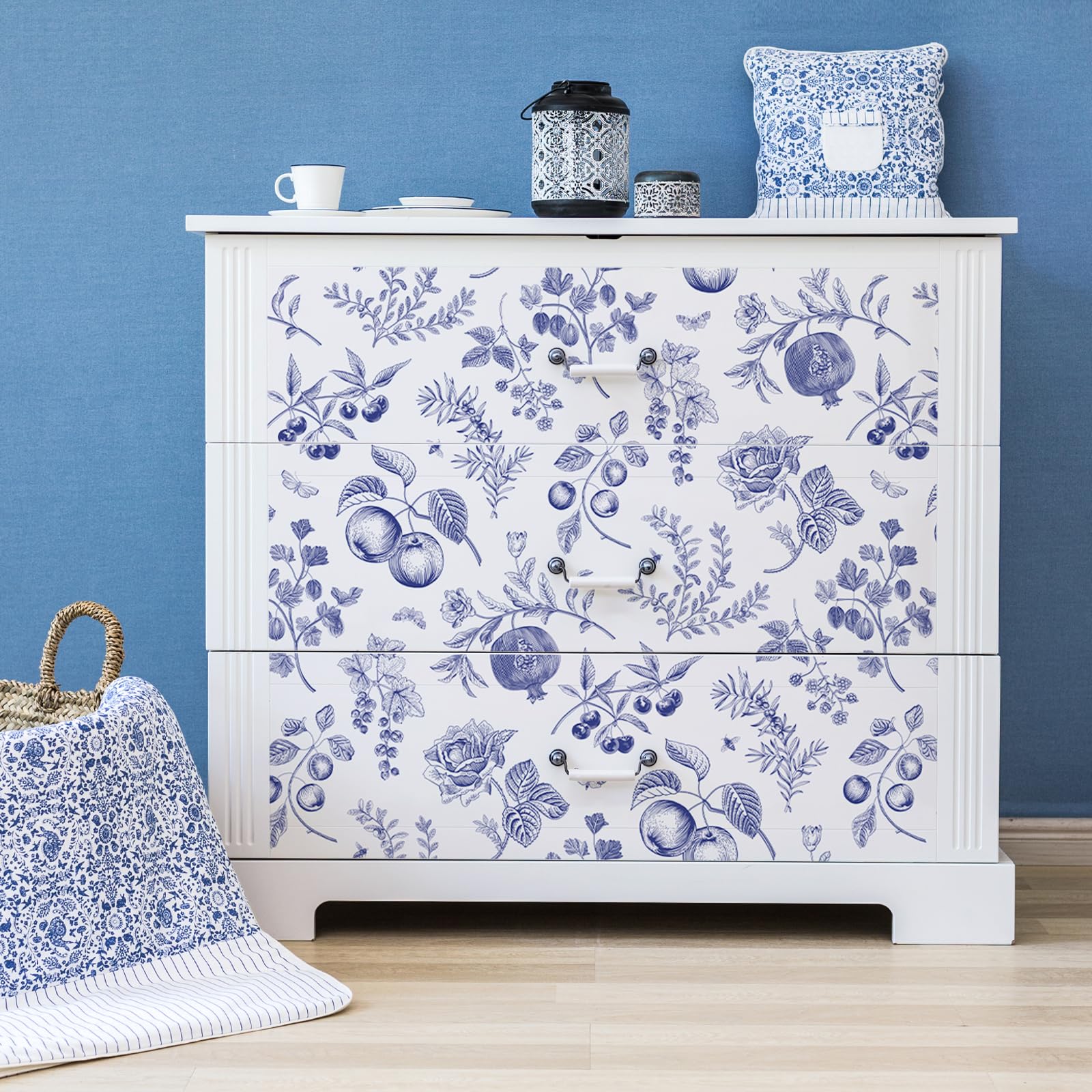 Behang blauw bloemen bestellen? | Met gratis lijm
