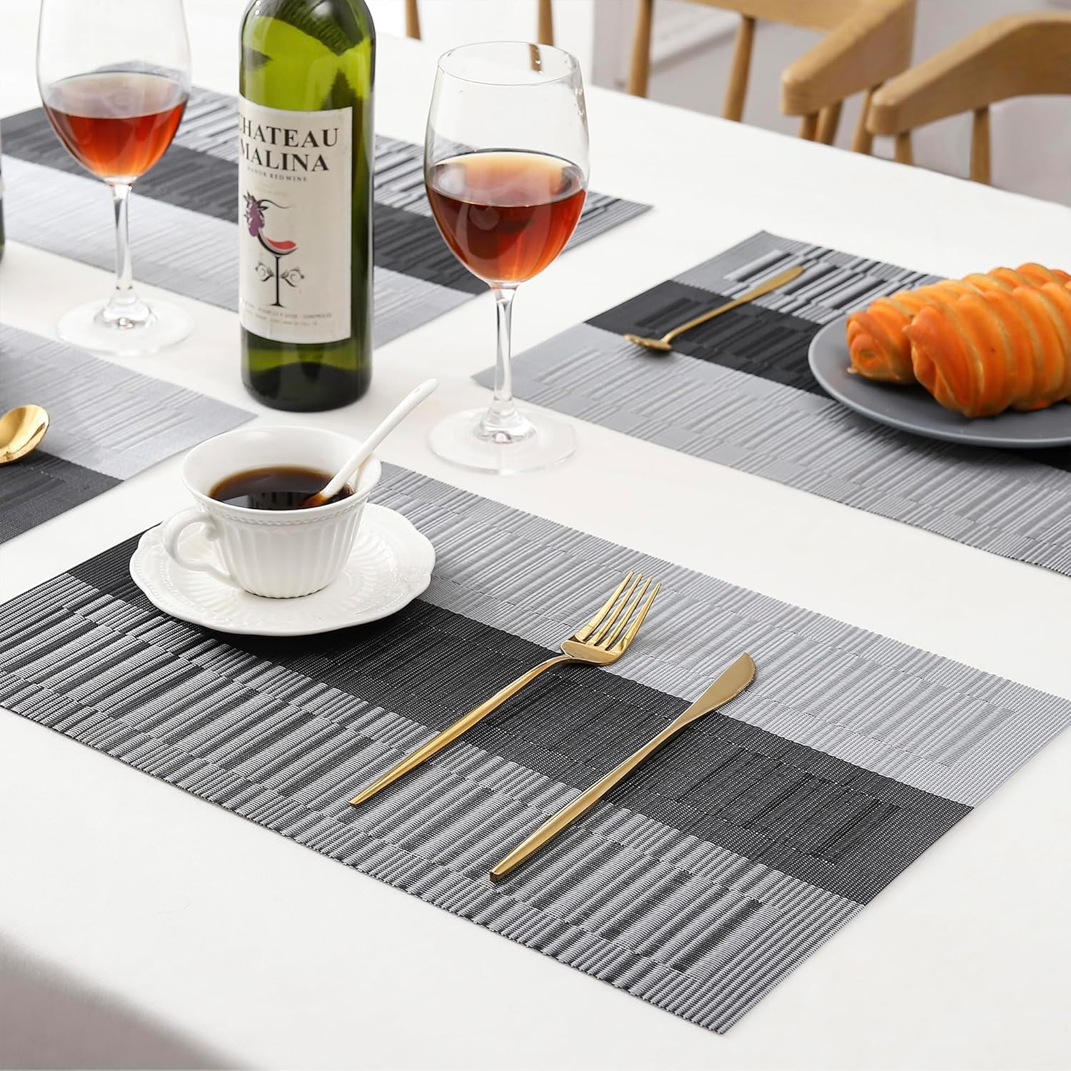 GKN Washable PVC Heat Resistant Colorful Table Place Mats for Kitchen Dining Table Mates Washable Heat-Resistant for Dining Table (Gray, Pack of 6) — Amazon image 5