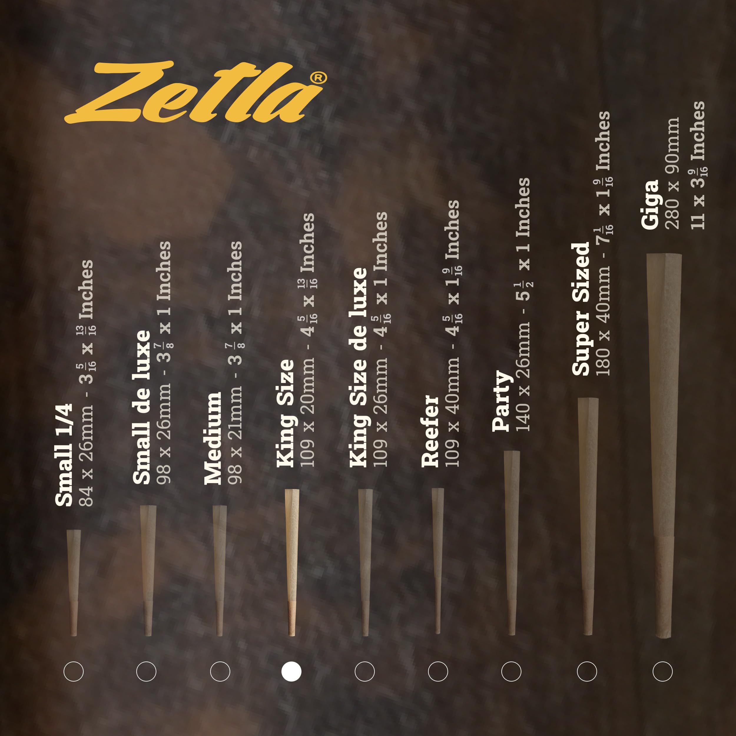 Zetla 1000 bibułek King Size - wstępnie skręcone papiery do jointów - stożkowe papiery z filtrem (109 x 21 mm) - bibułki do jointów King Size - wstępnie skręcone papiery